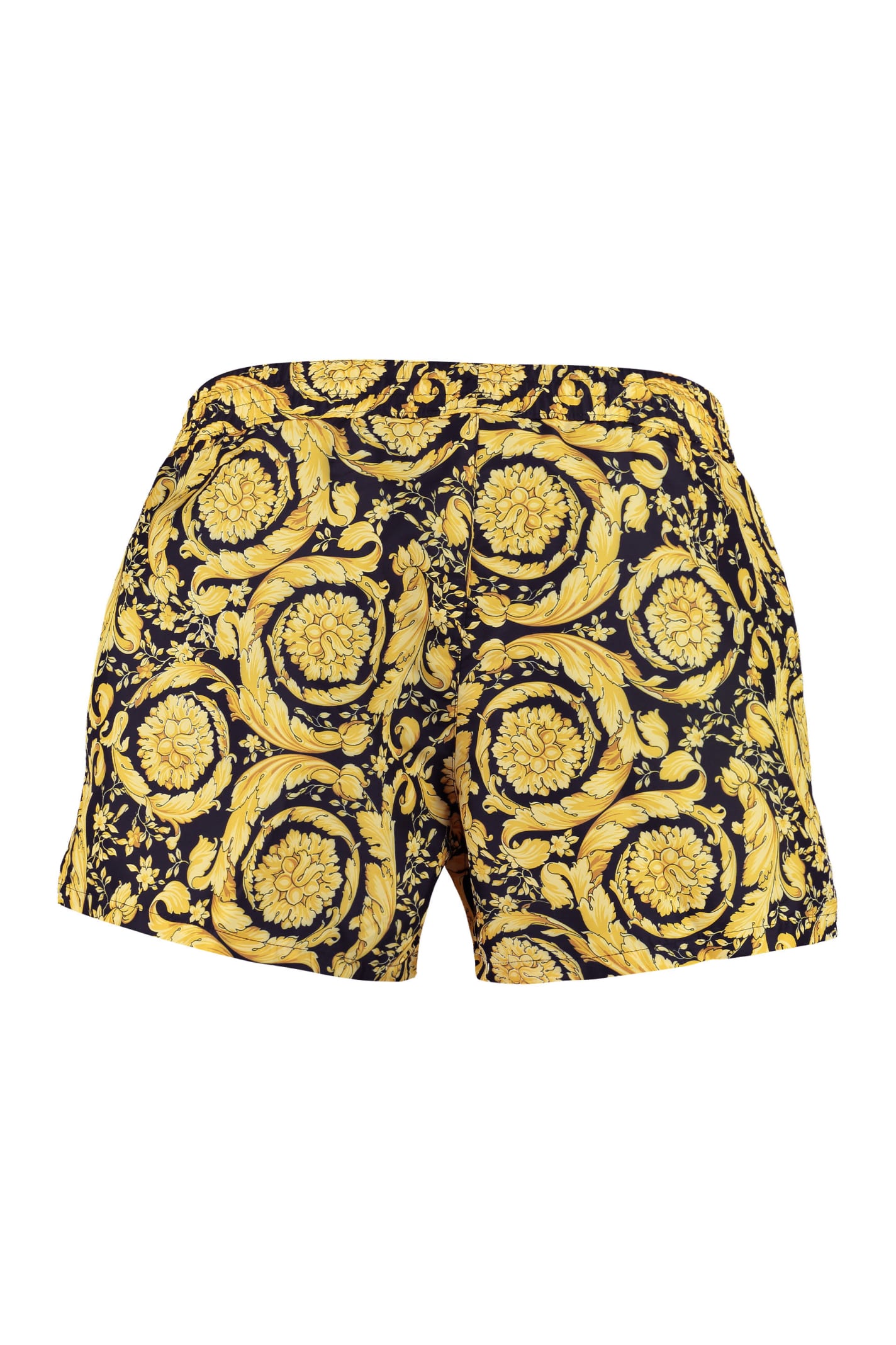 Shop Versace Printed Swim Shorts In A7900-gold + Print
