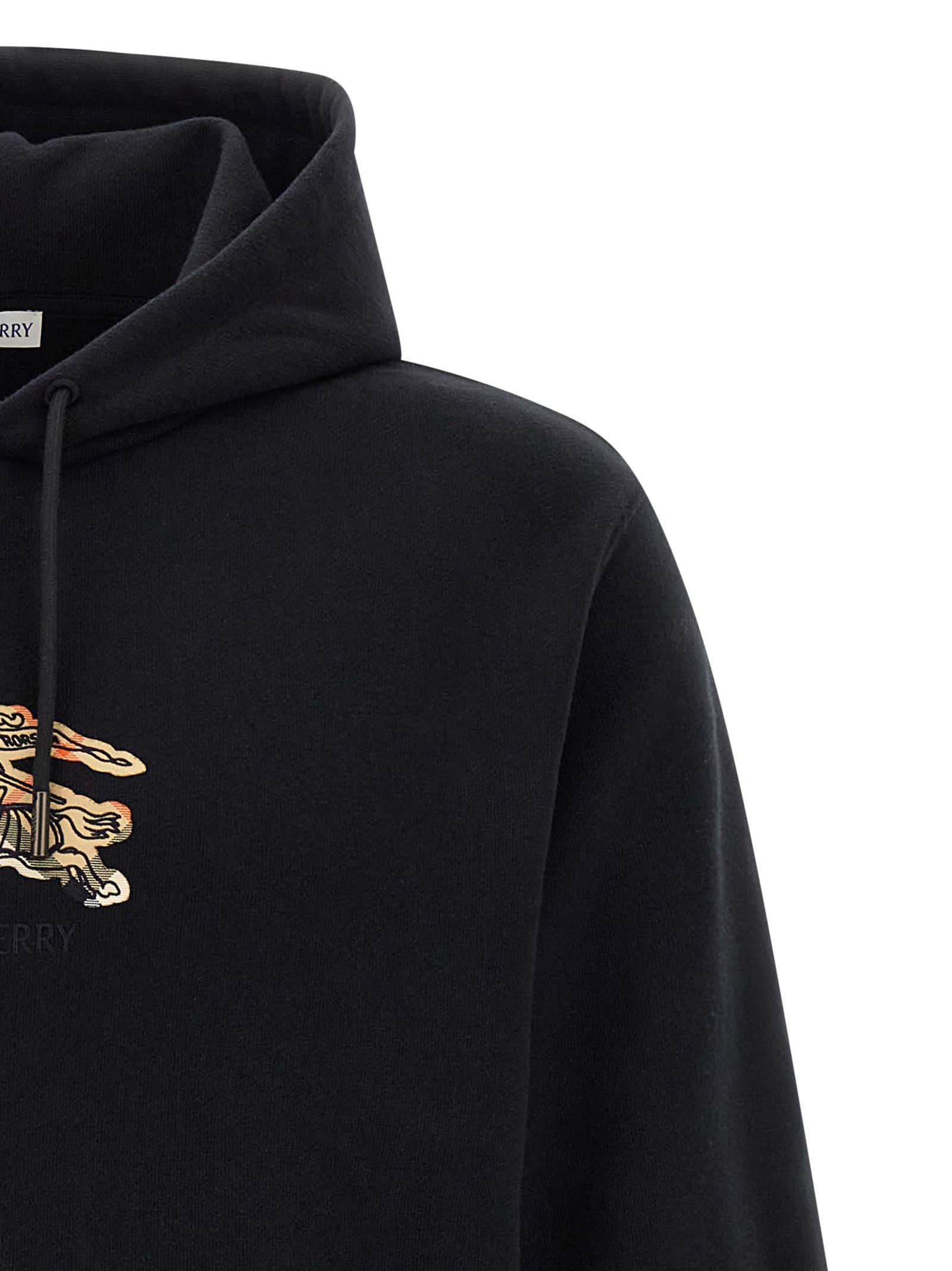 Burberry Hoodie With Front Pocket And Ribbed Cuffs In Black