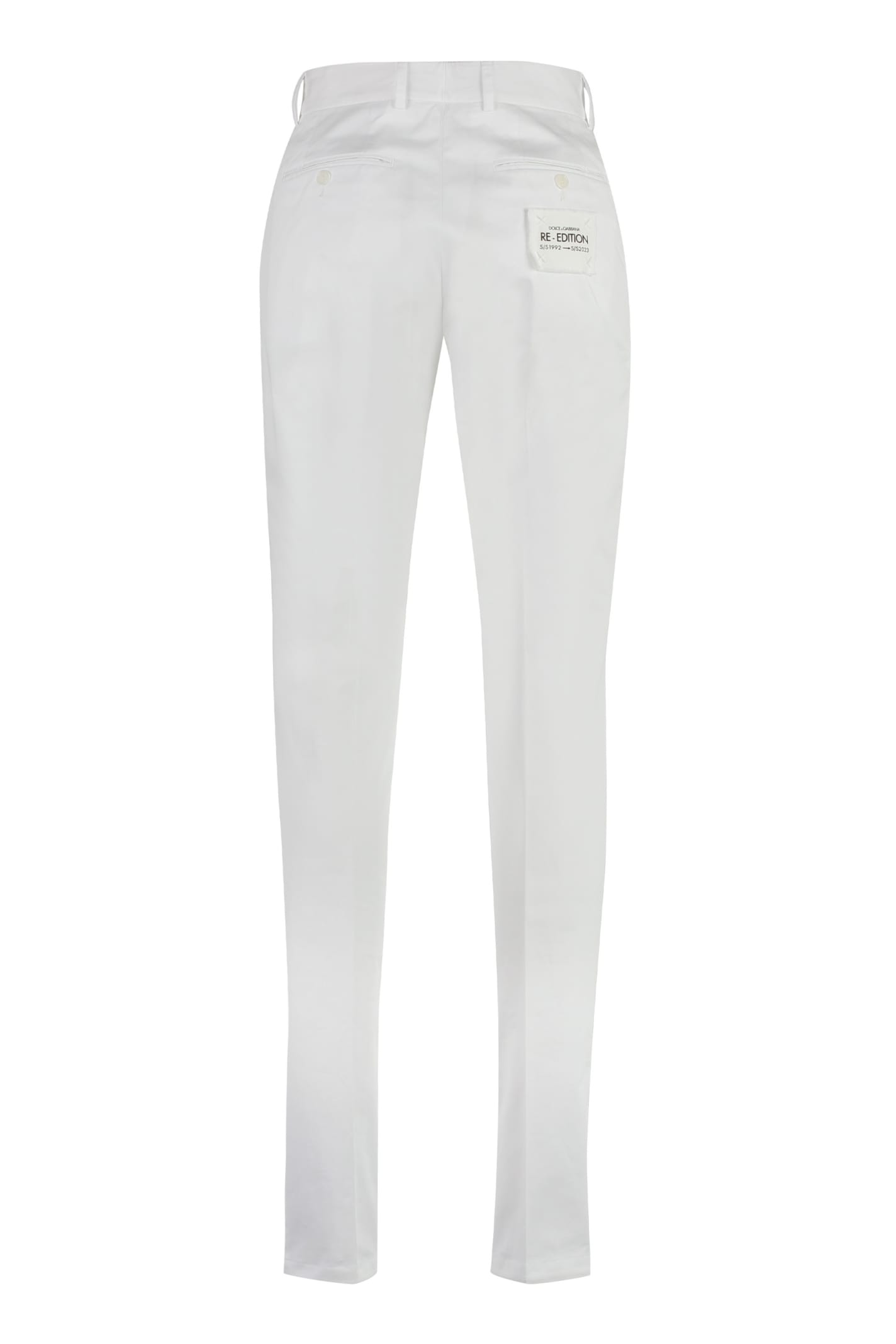 Shop Dolce & Gabbana Stretch Cotton Chino Trousers In Bianco