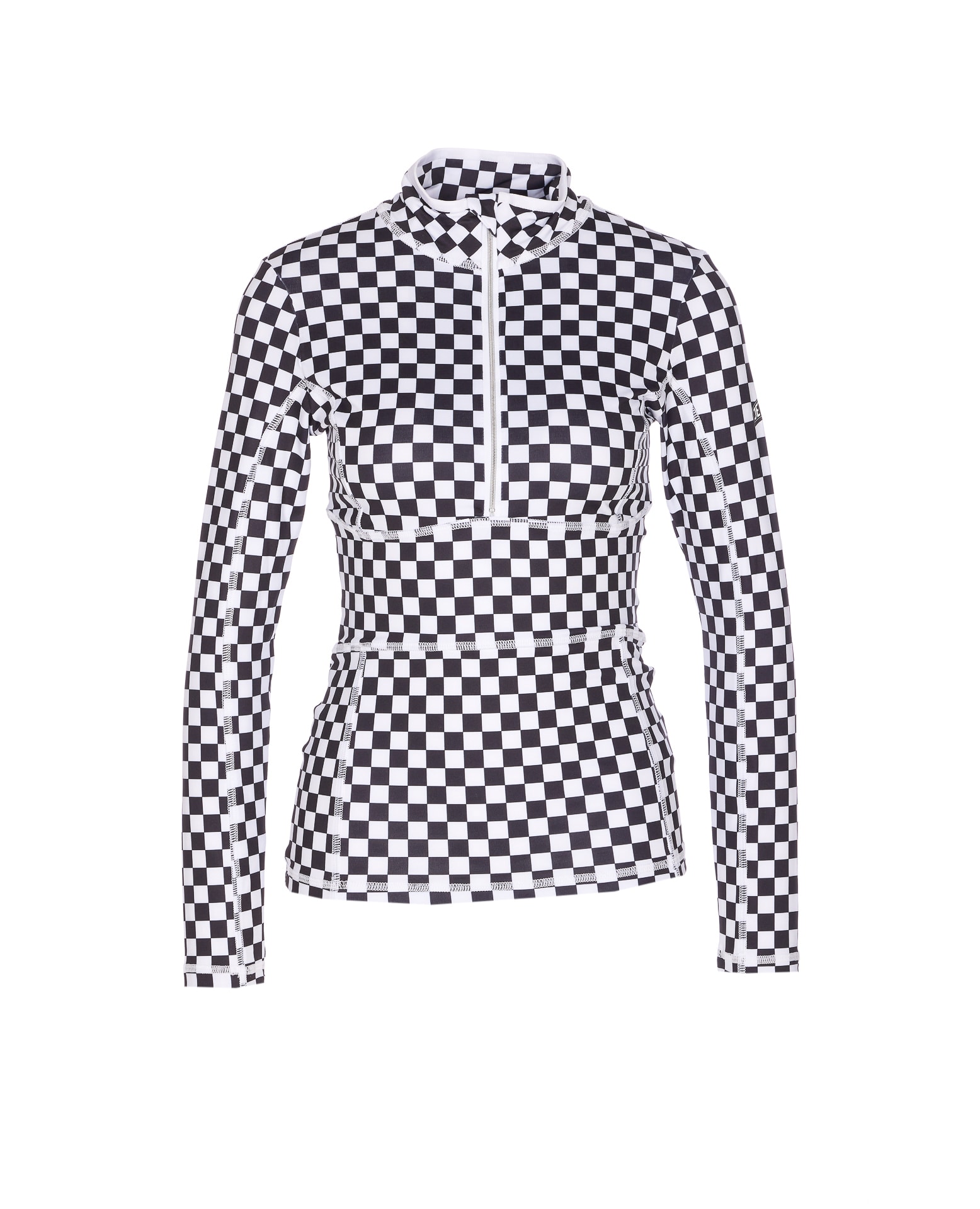 Jet Set Ginger Halfzip Check Longsleeves Top In Multi