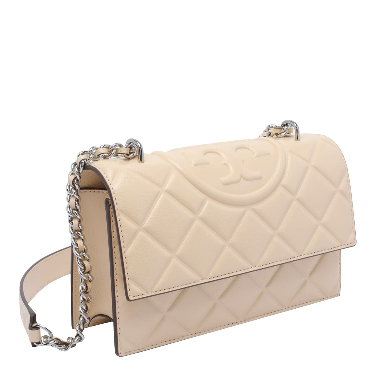 Tory Burch Small Fleming Shoulder Bag In Vanilla