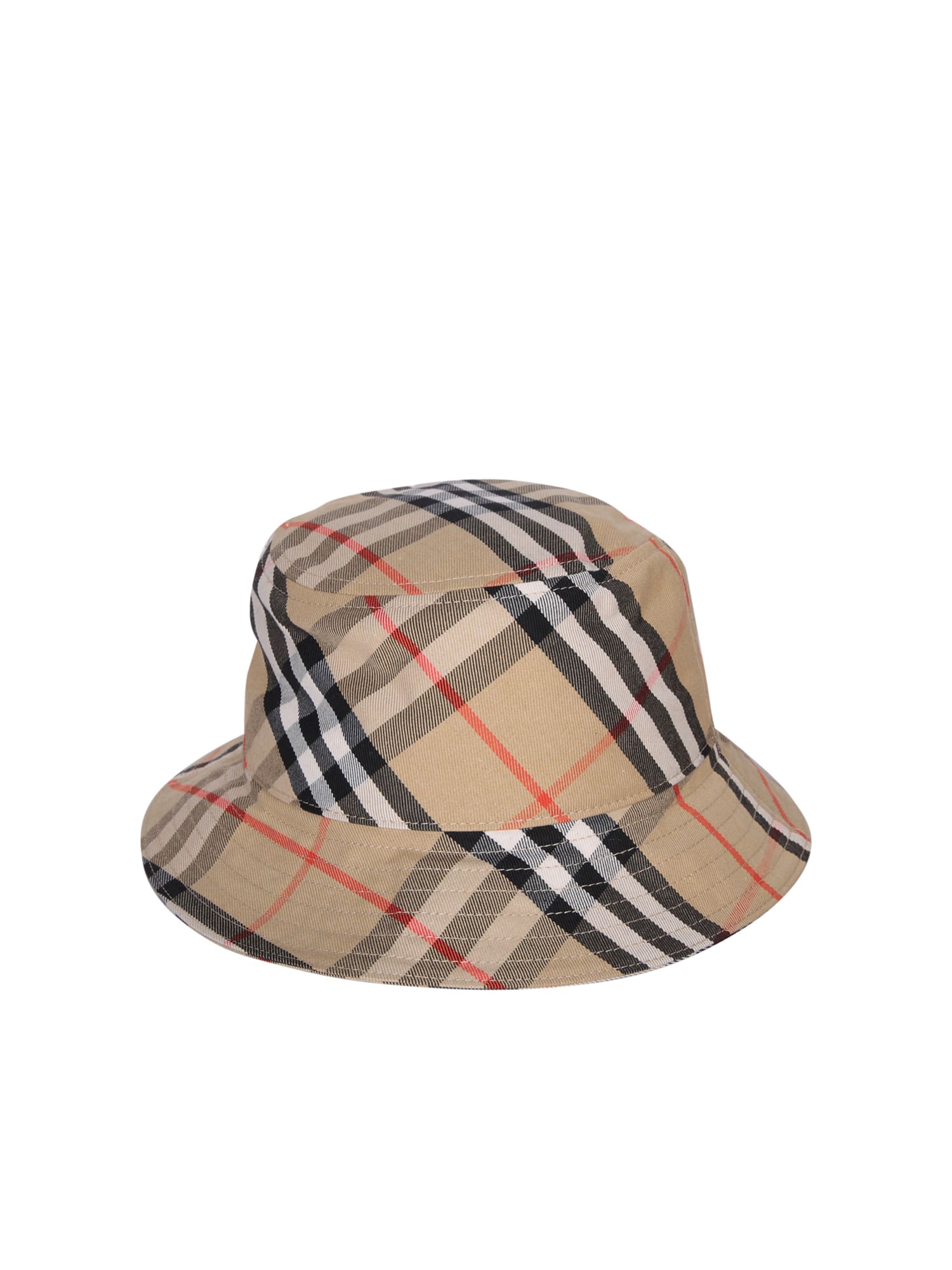 Shop Burberry Sand Check Bucket Hat In Beige