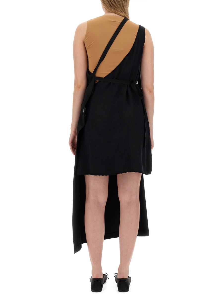Mm6 Maison Margiela Asymmetrical Top With Fitted Bodice And Flowing Skirt In Black