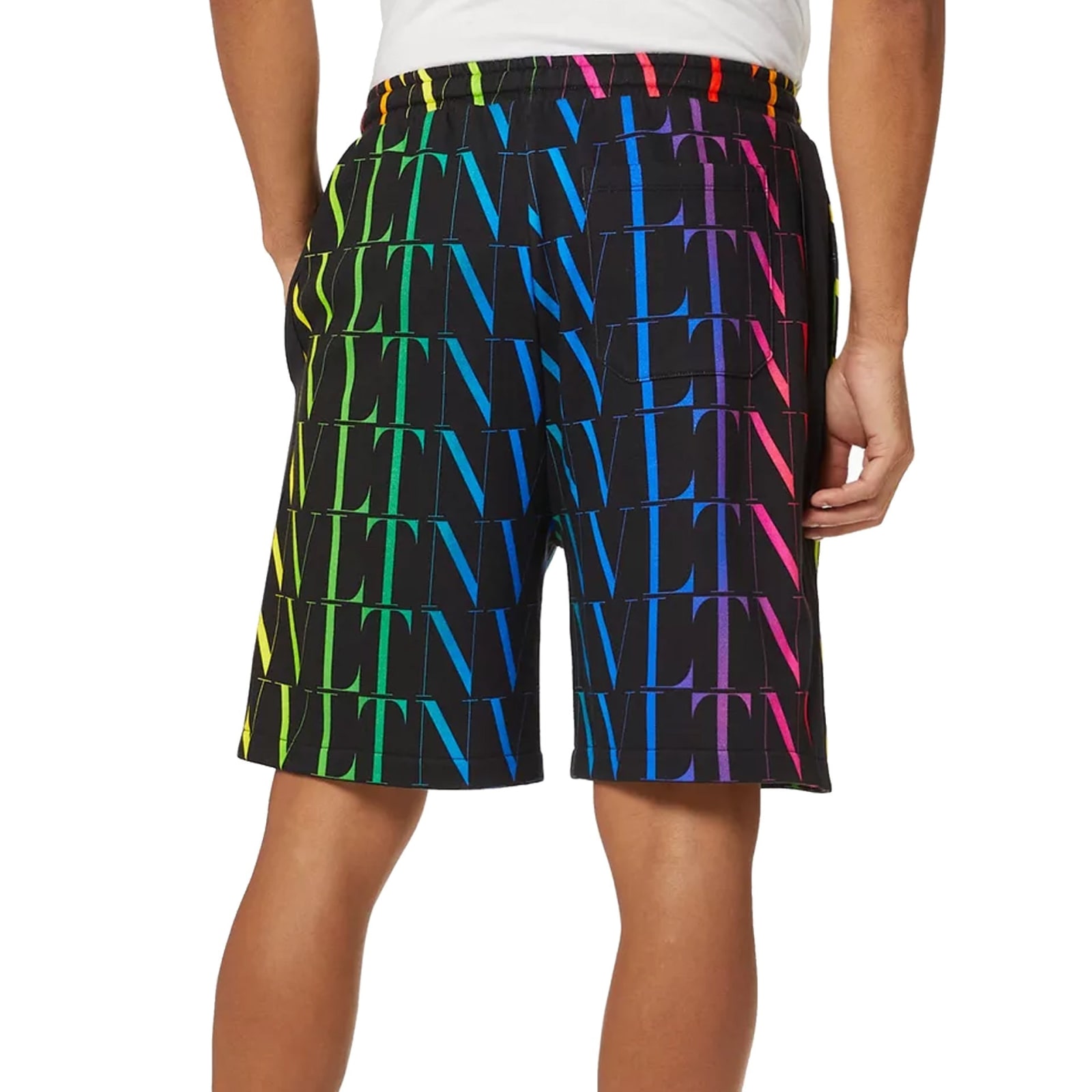 Shop Valentino Garavani Vlnt Jersey Bermuda Shorts In Black