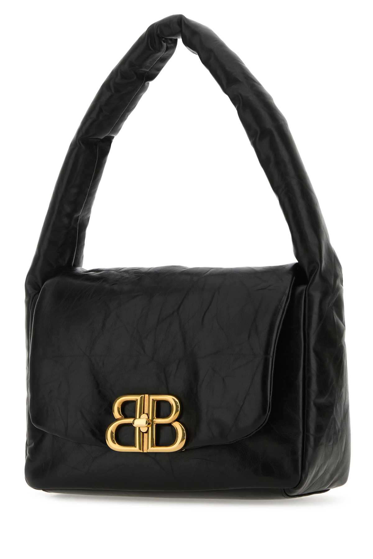 Shop Balenciaga Black Nappa Leather Small Monaco Shoulder Bag