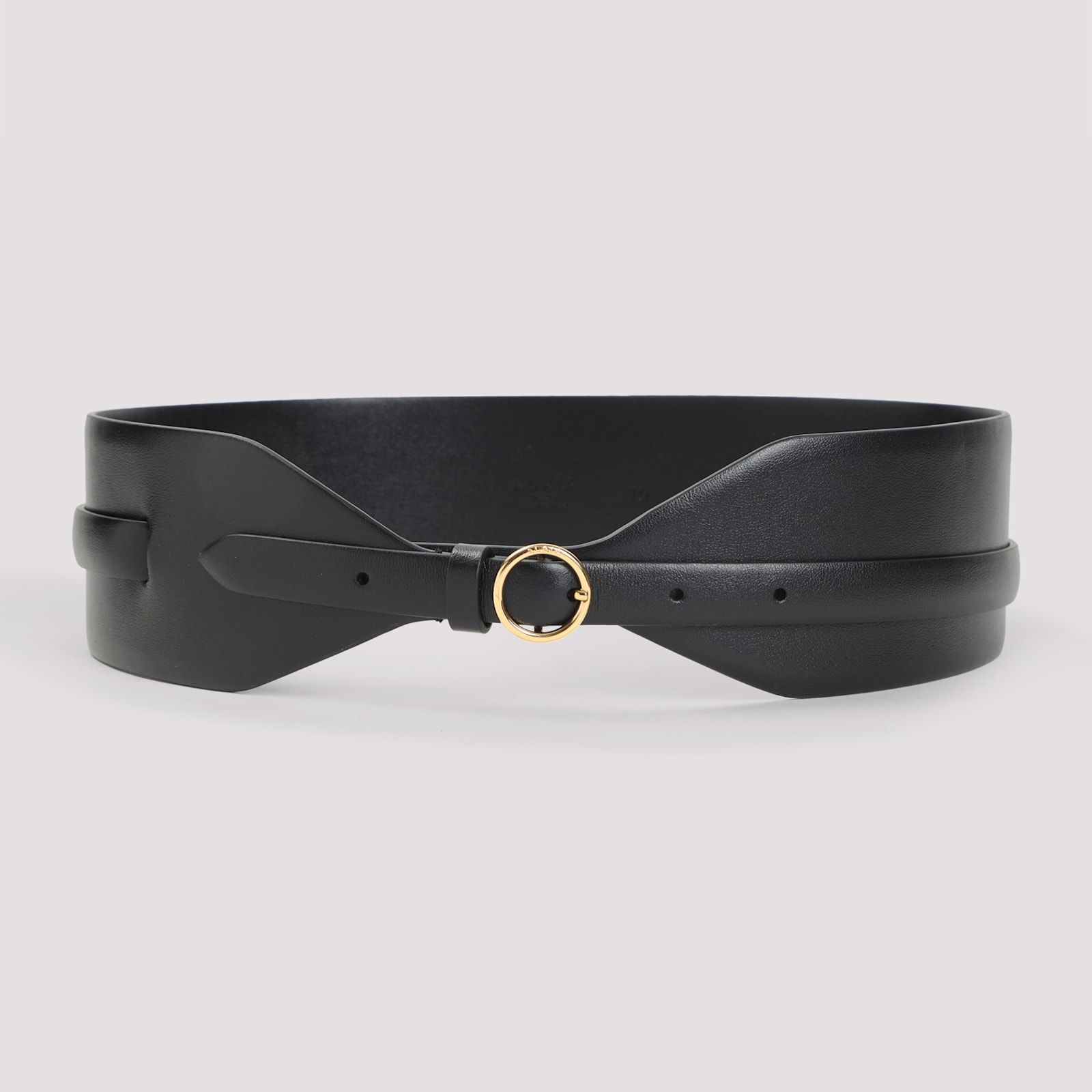 Alaïa Large Calf Leather Belt With Gold-tone Buckle In Black