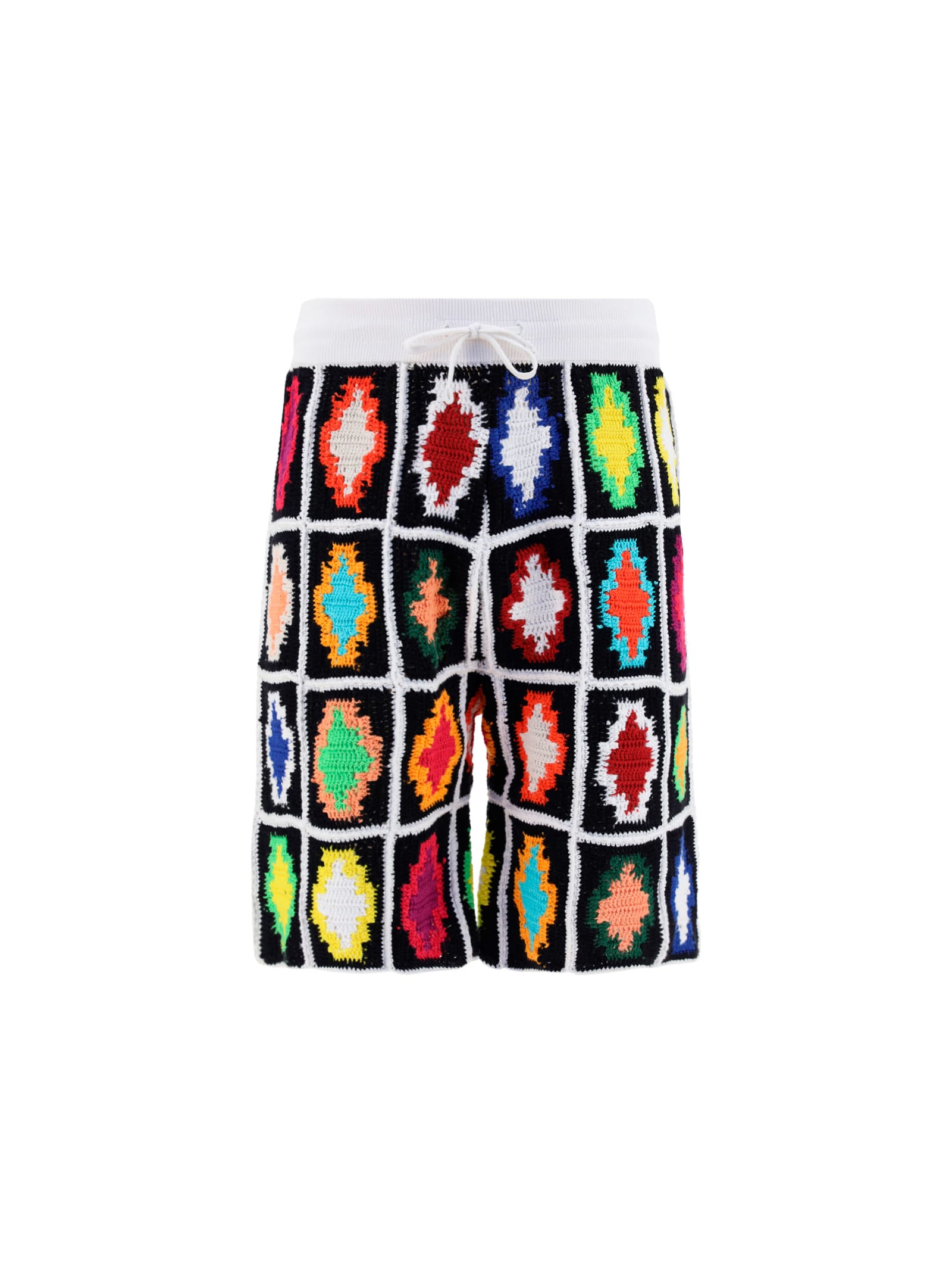 Marcelo Burlon County Of Milan Marcelo Burlon Macrame Cross Knit Shorts Man Shorts & Bermuda Shorts Multicolored Size L Cotton In Black Multi