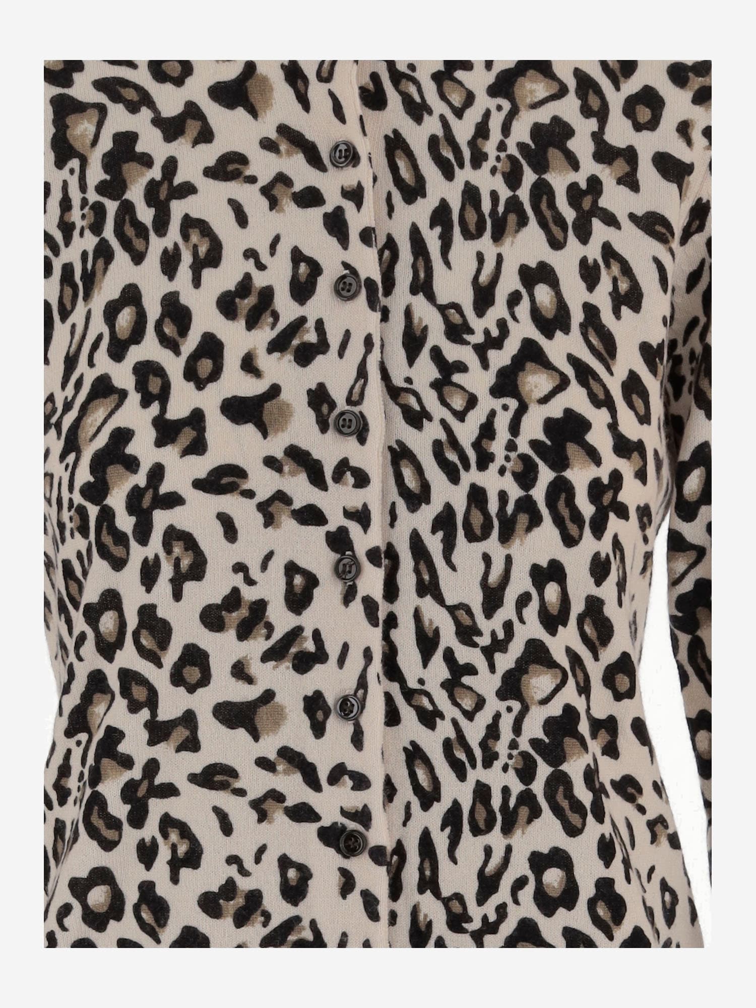 Allude Leopard-print Crew-neck Cardigan In Animal Print