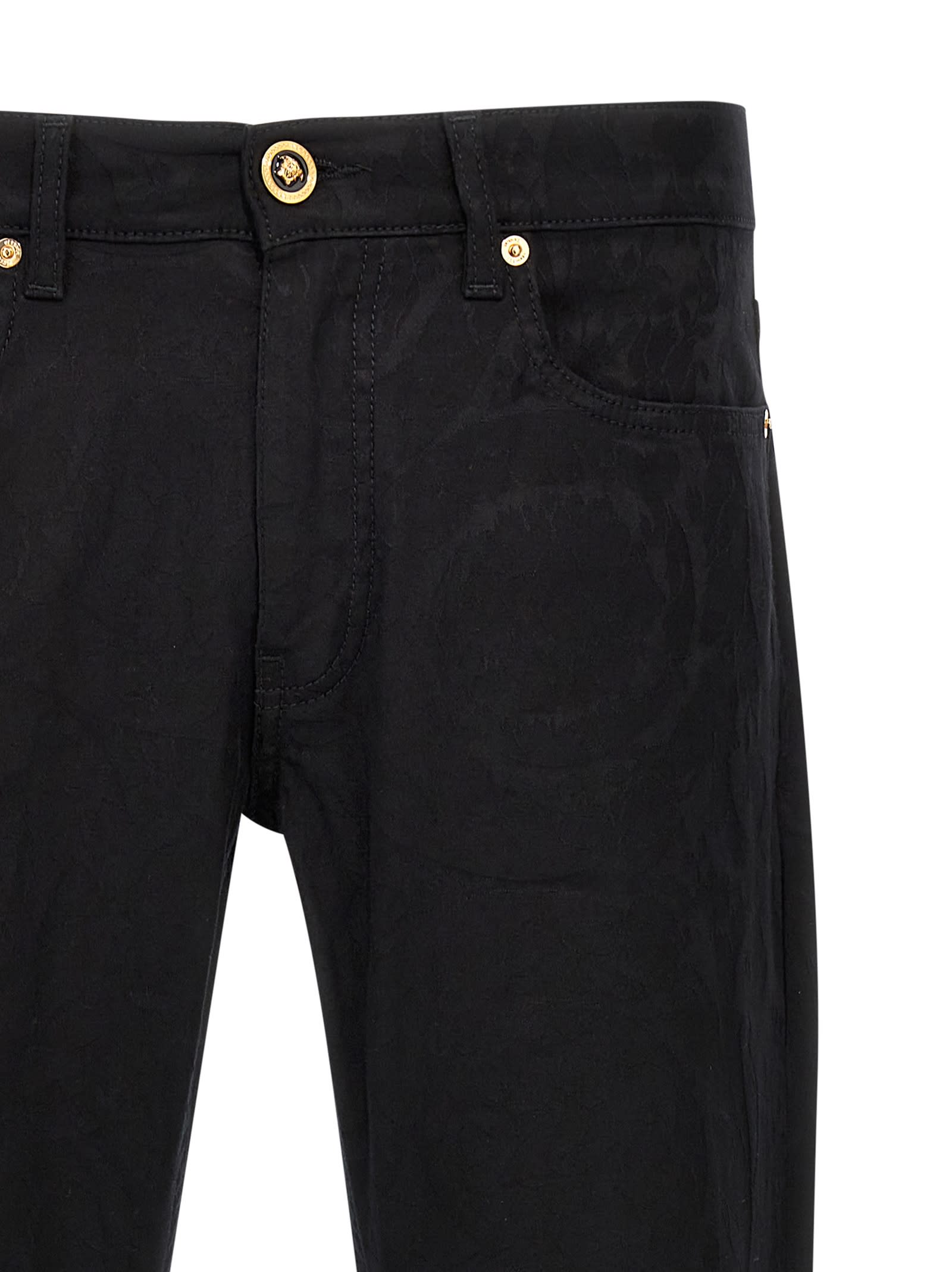 Versace Black Barocco Pants In Black