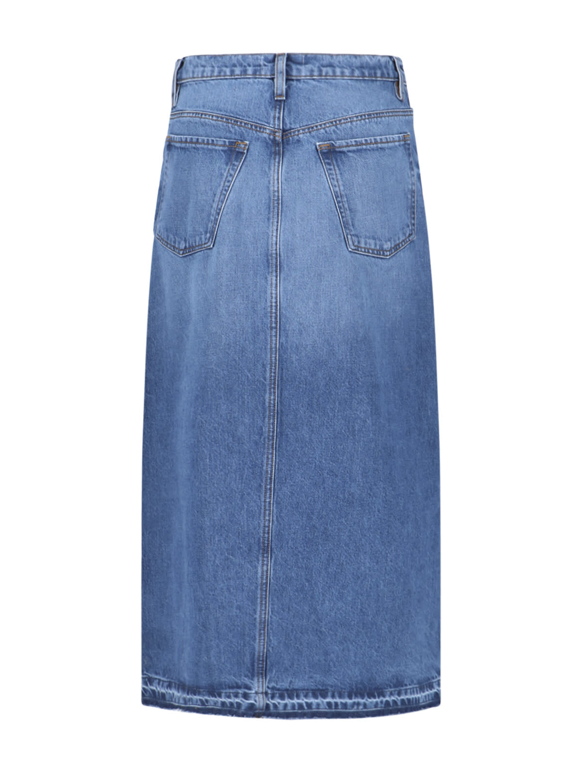 Shop Frame Denim Midi Skirt In Blue