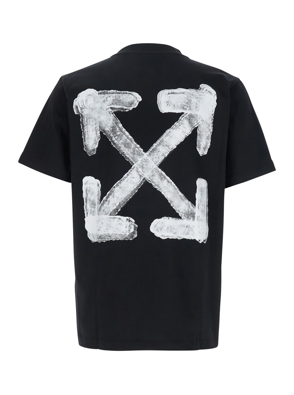 Shop Off-white Spray Arrow Black Crewneck T-shirt With Logo Lettering On The Front And Maxi Logo Print On The Rear 