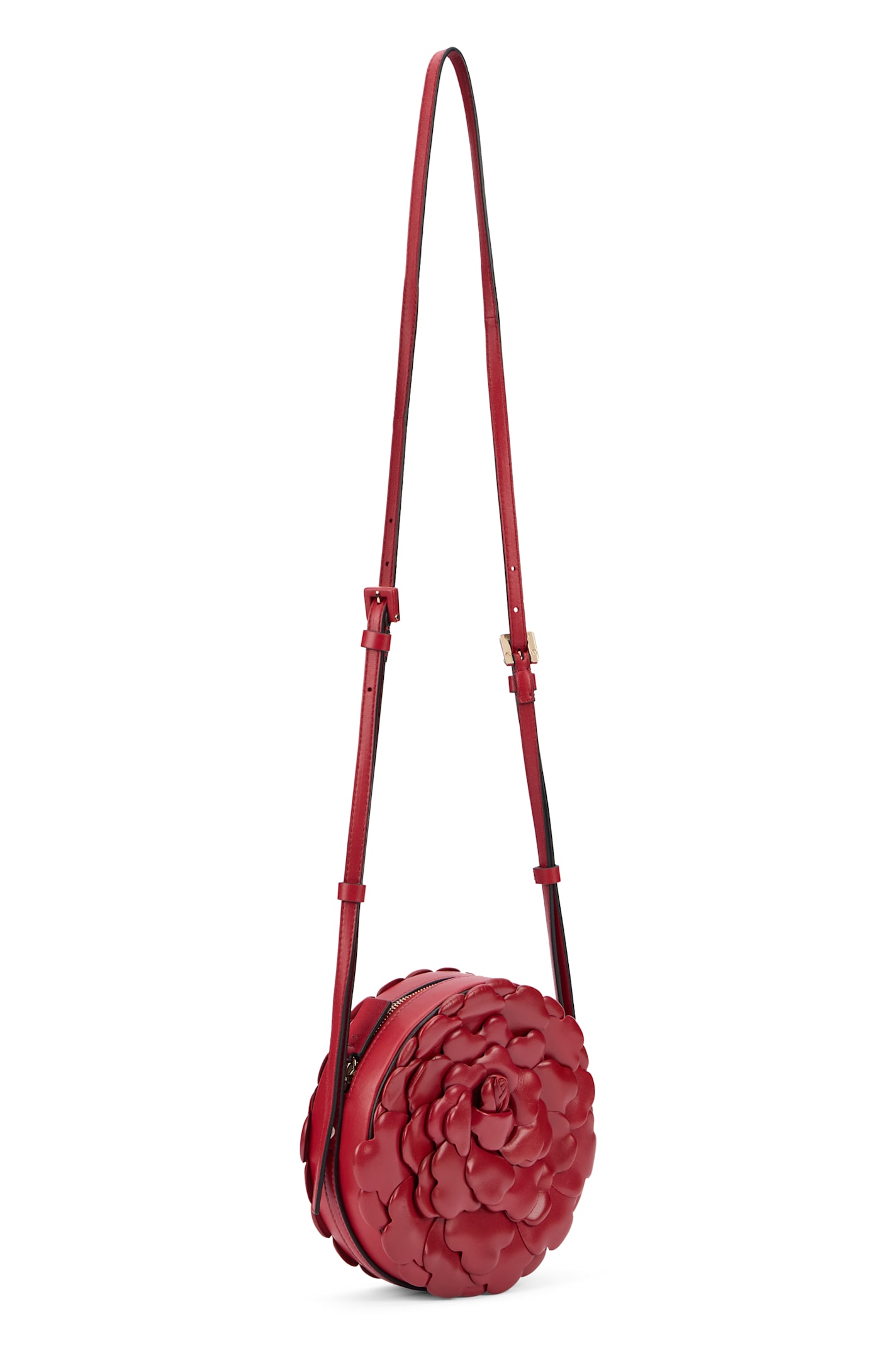 Valentino Red Elegant Round Shoulder Bag In Red