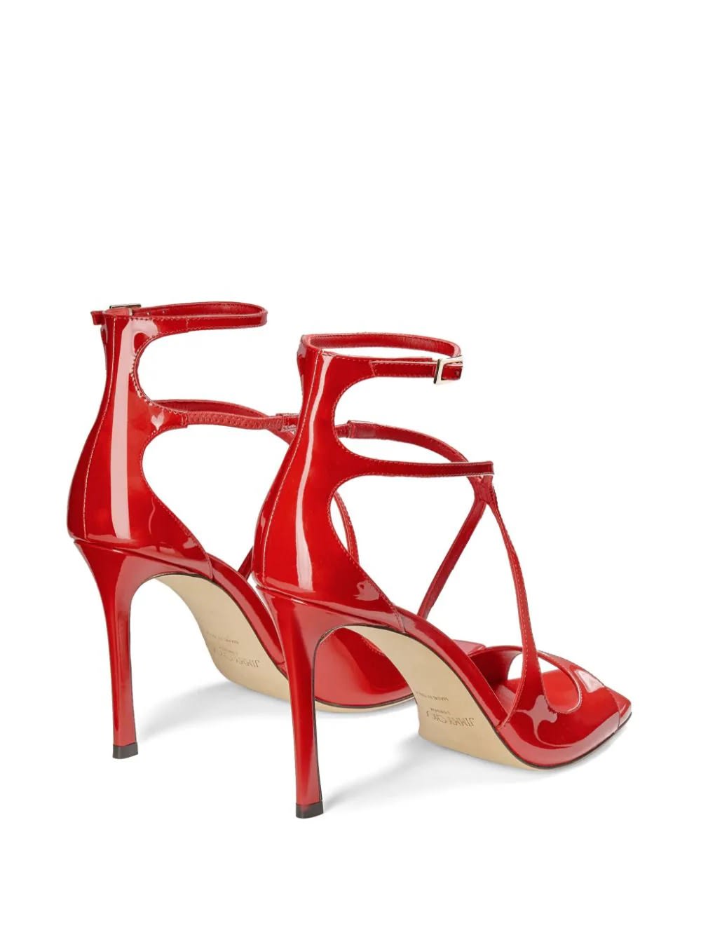 Shop Jimmy Choo Azia Sandals In Red Patent Leather