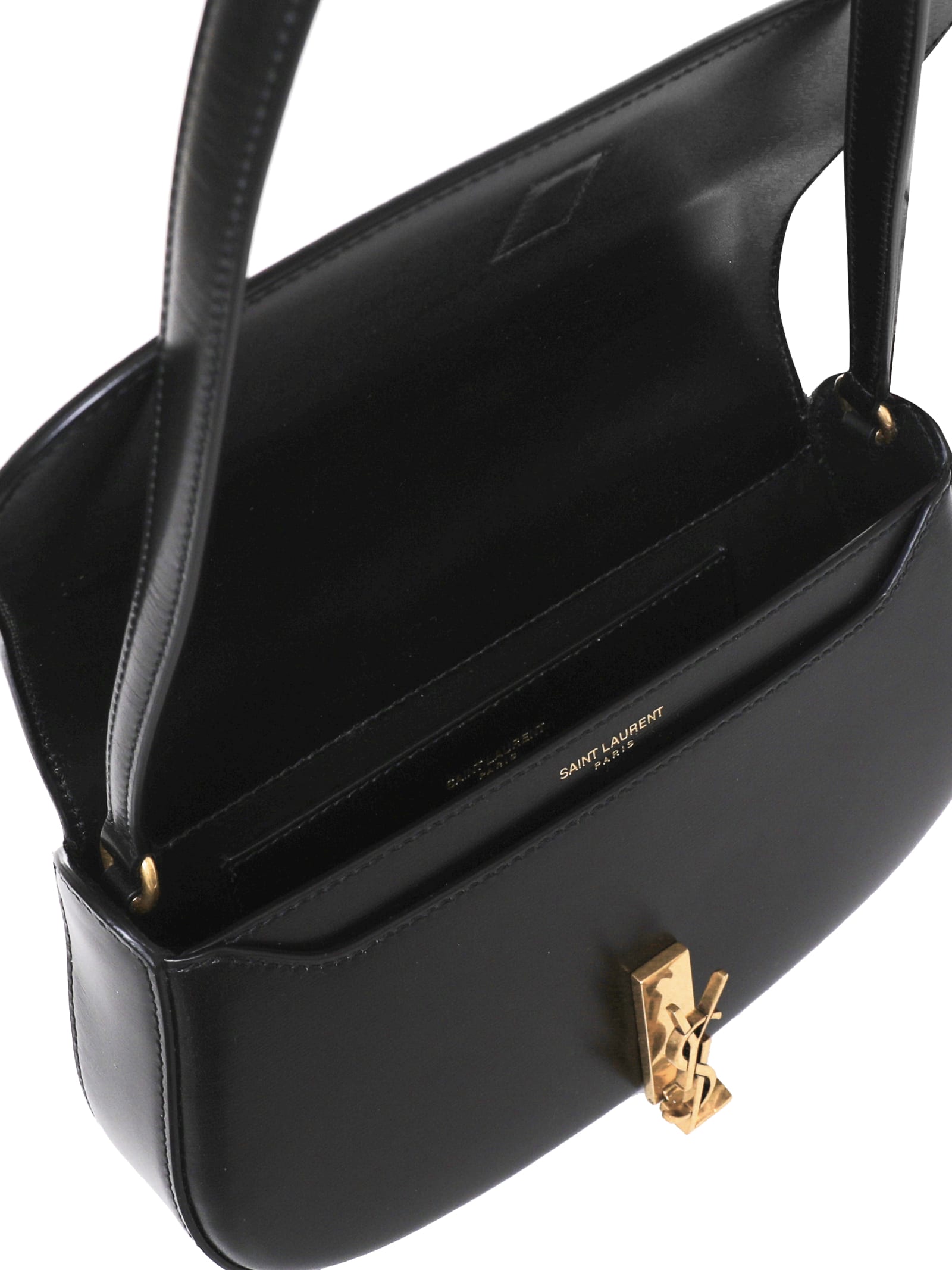 Shop Saint Laurent Voltaire Demi Lune Bag In Nero