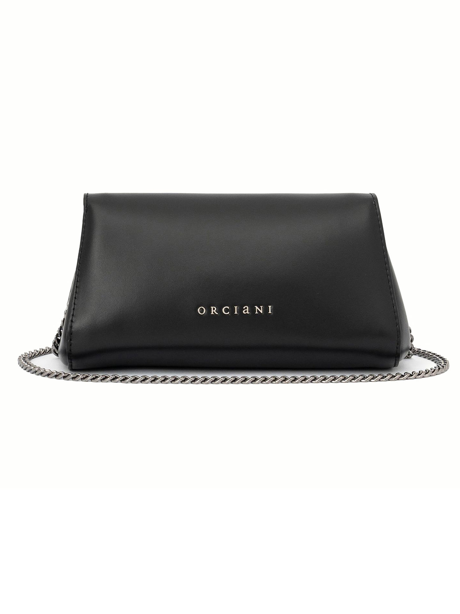 Shop Orciani Black Nappa Leather Clutch Bag