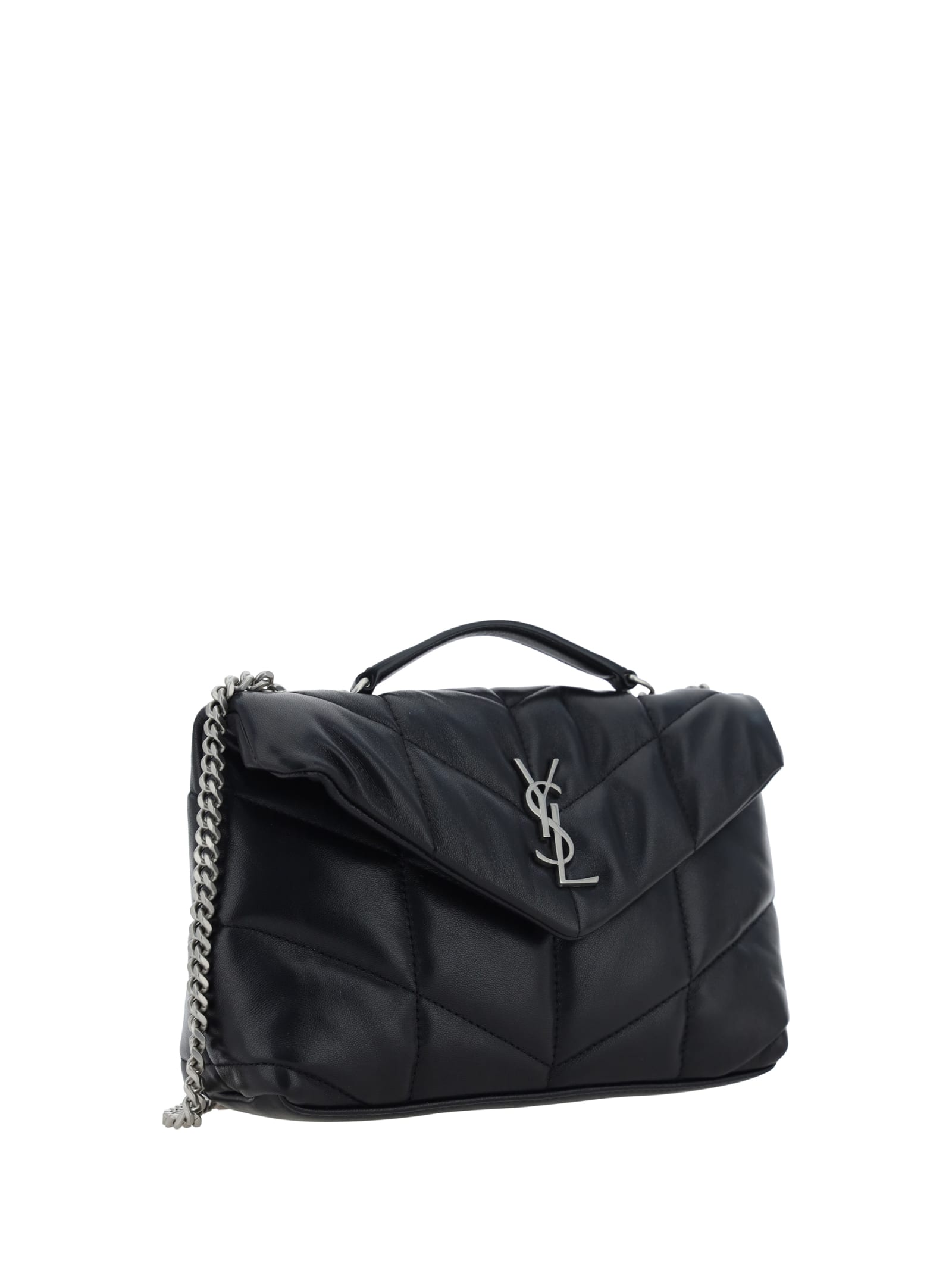 Saint Laurent Puffer Toy Quilted Leather Mini Bag In Black