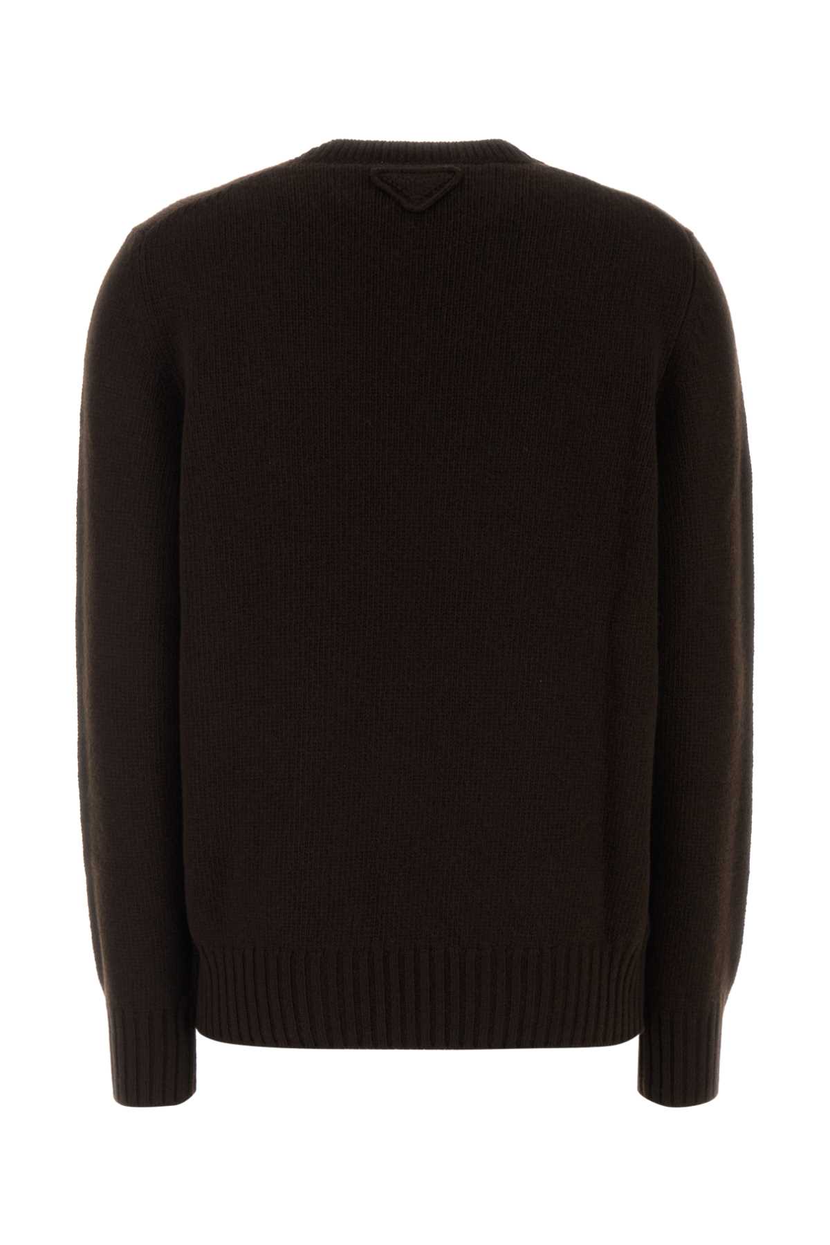 Prada Dark Brown Wool Blend Sweater In Brown
