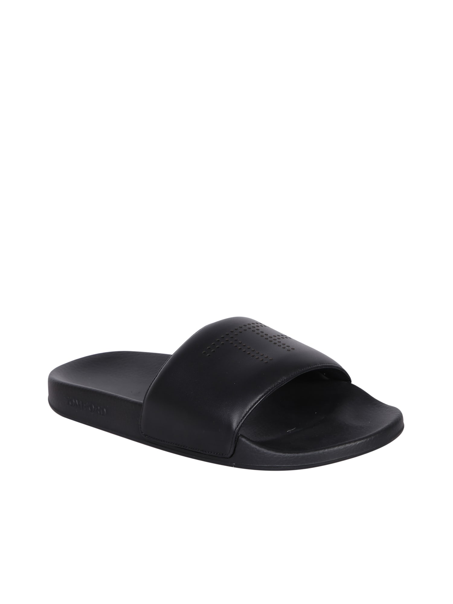 Shop Tom Ford Slides Leather Sandals In Black