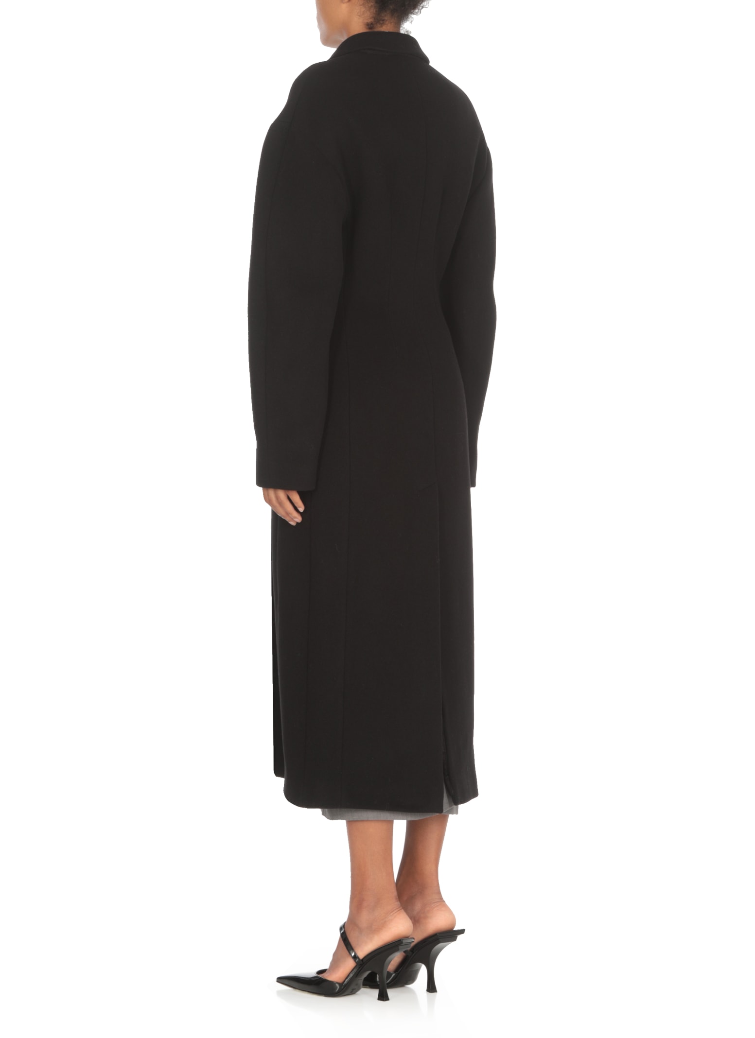 Shop Msgm Wool Coat In Black