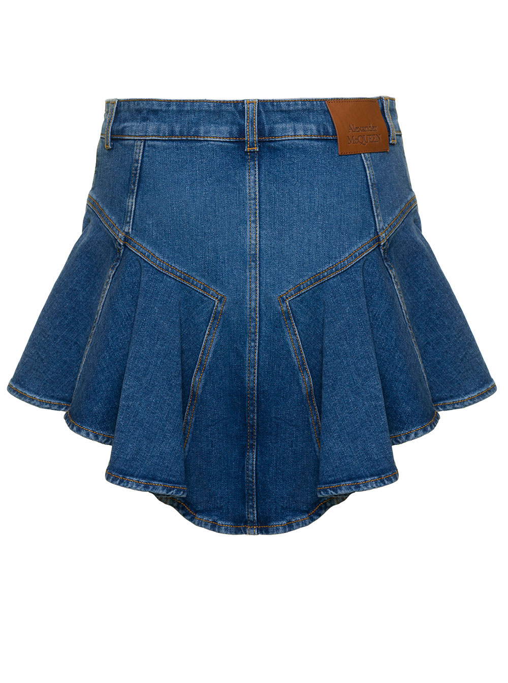 Shop Alexander Mcqueen Denim Skirt*4 Org Stretch Indigo Denim 11oz In Blue