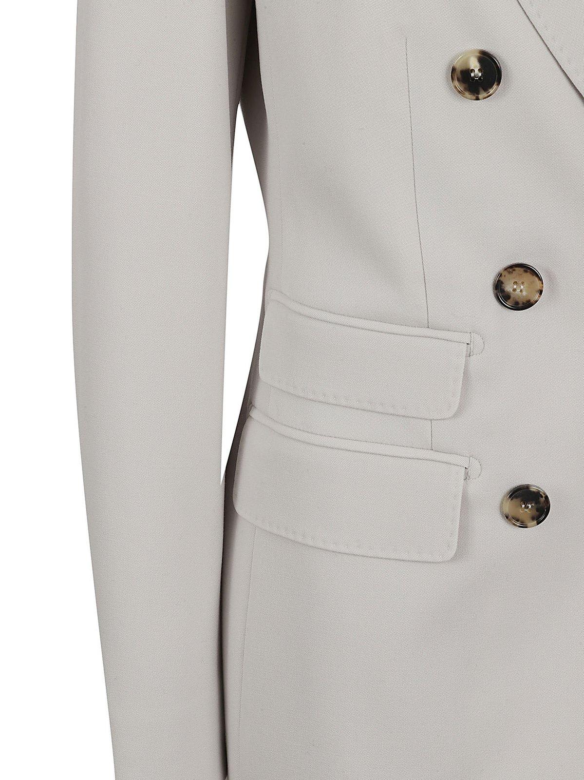 Shop Max Mara Double-breasted Long-sleeved Blazer In Sand