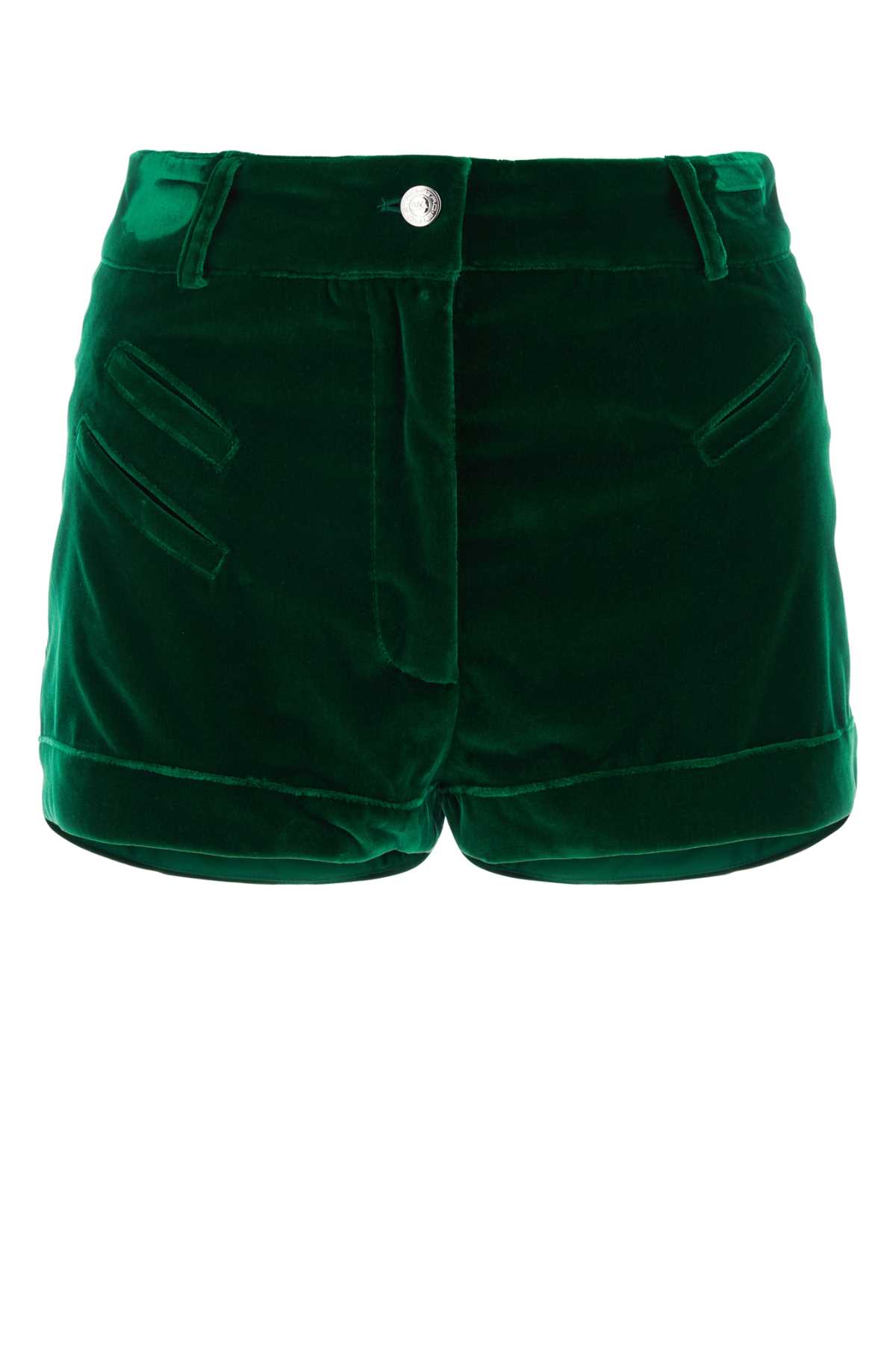 Emerald Green Velvet Shorts