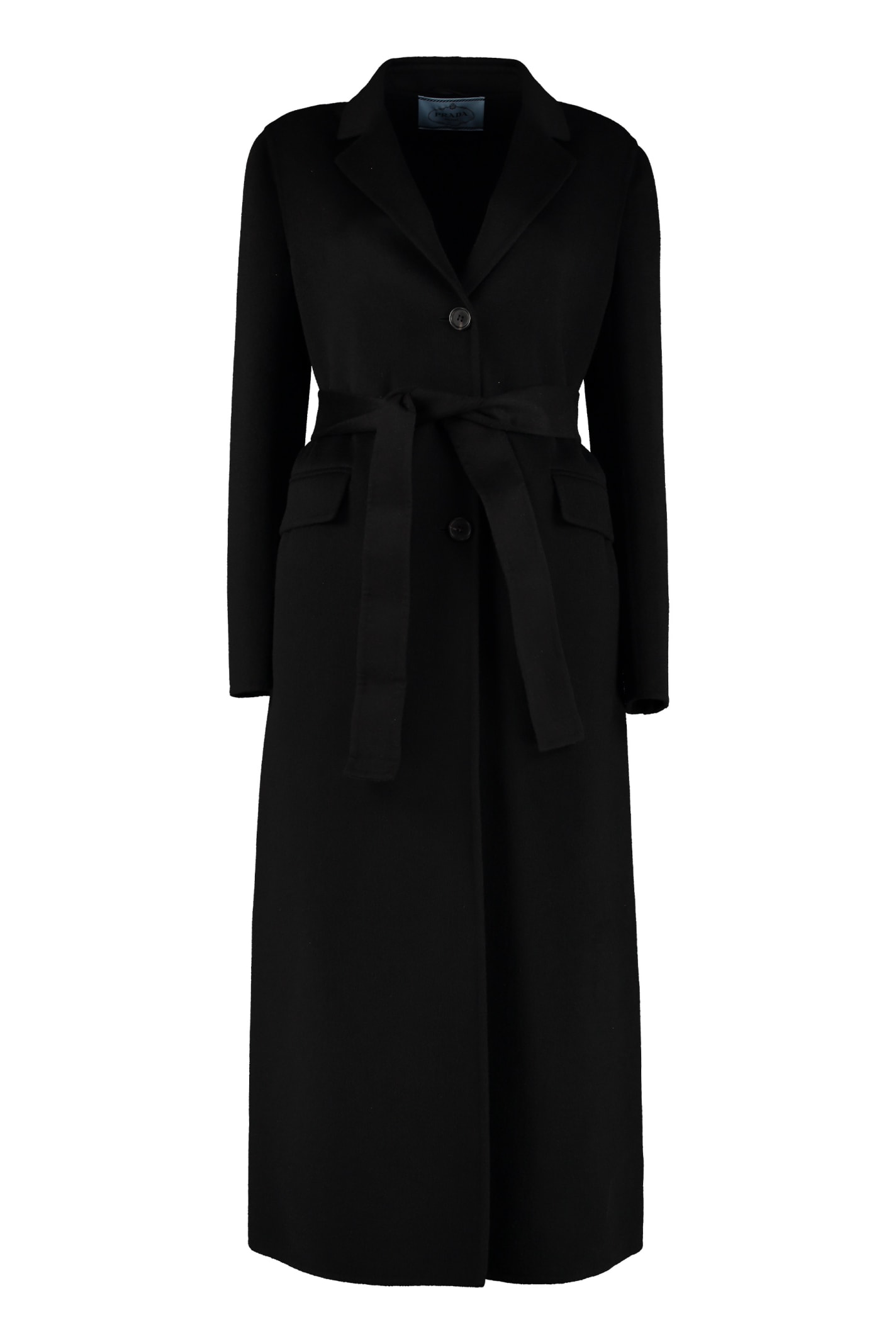 Prada Single-Breasted Long Coat In Black | ModeSens