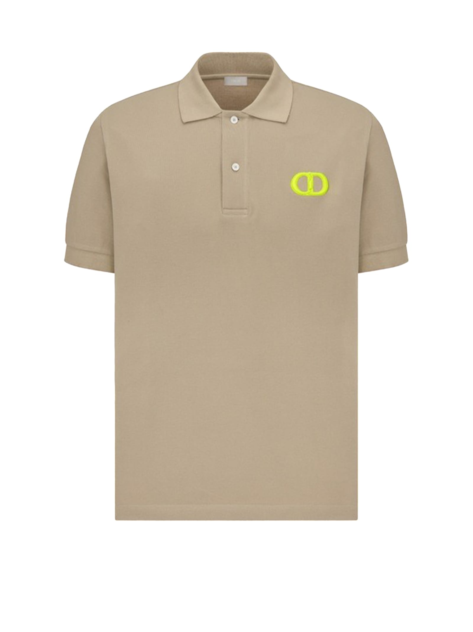 Dior Polo Shirt In Beige Neon Yellow