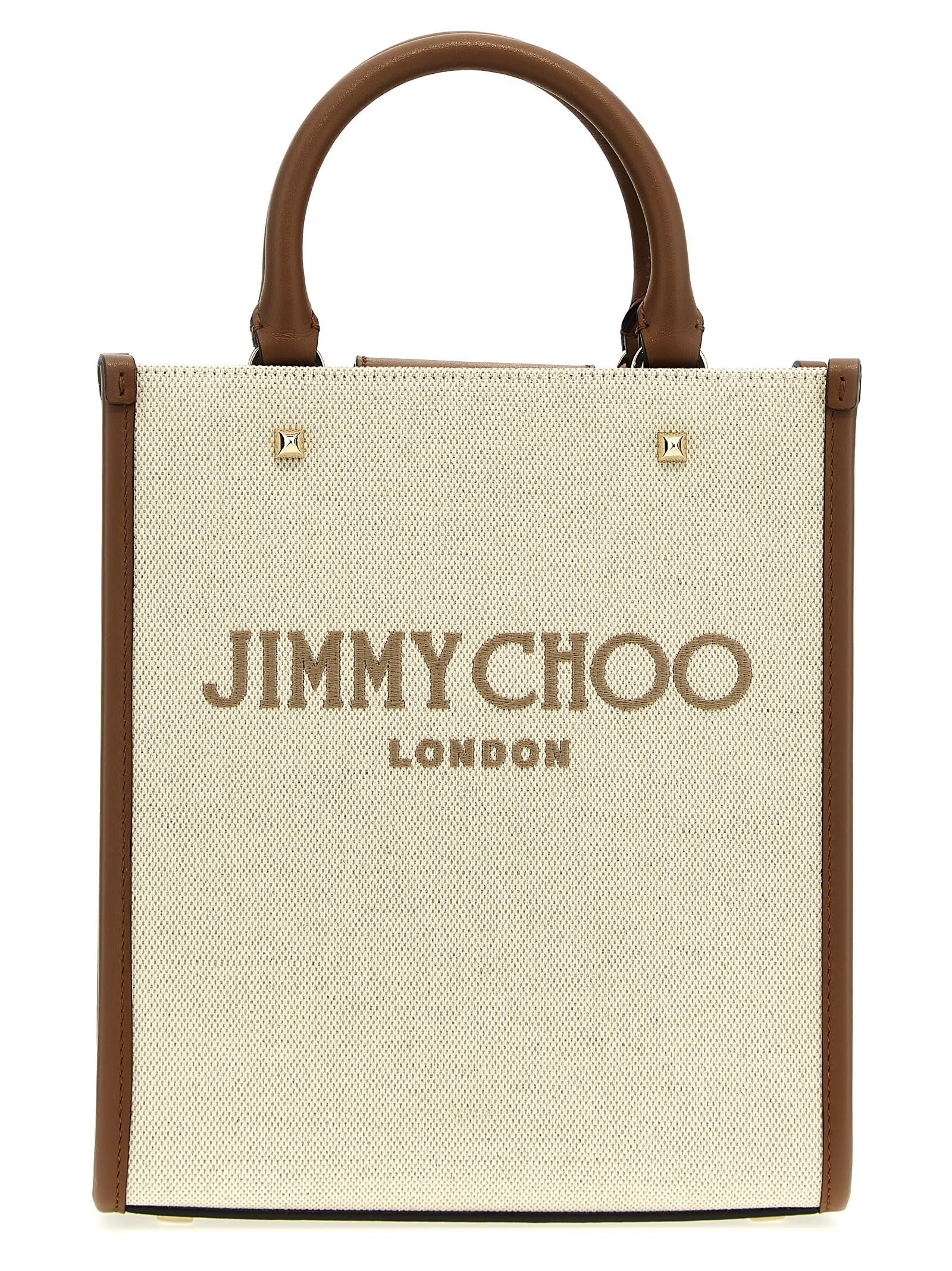 Shop Jimmy Choo Avenue S Shopping Bag In Natural Taupe Dark Tan Light Gold