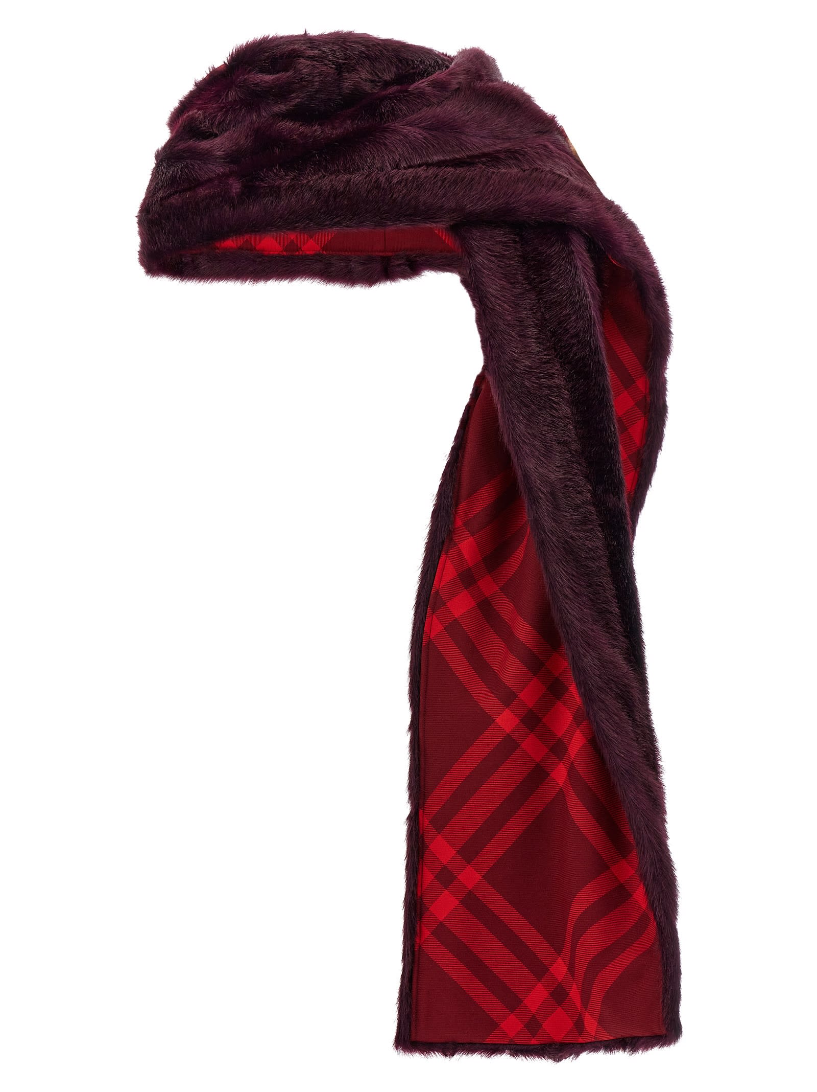 Shop Burberry Eco Fur Hooded Scarf In Multicolor