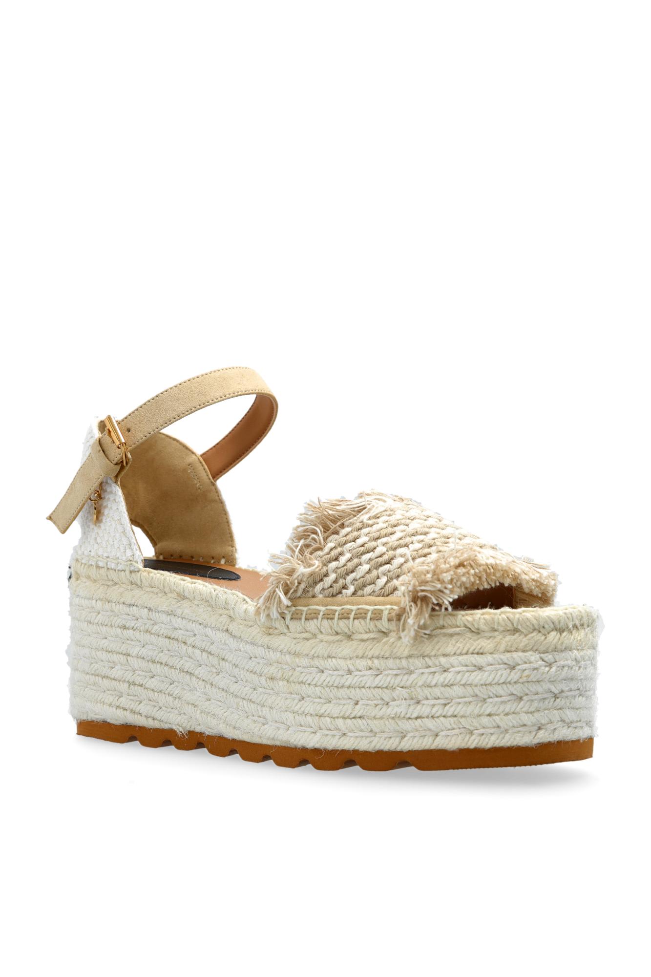 Stella Mccartney Off-white & Beige Gaia Platform Espadrille Wedge Sandals
