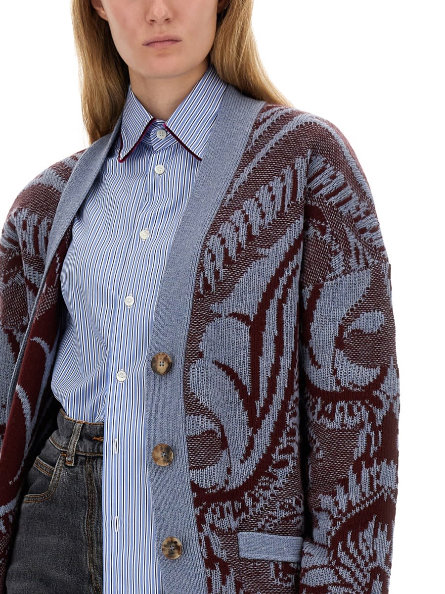 Shop Etro Multicolor Wool Cardigan In Multicolour