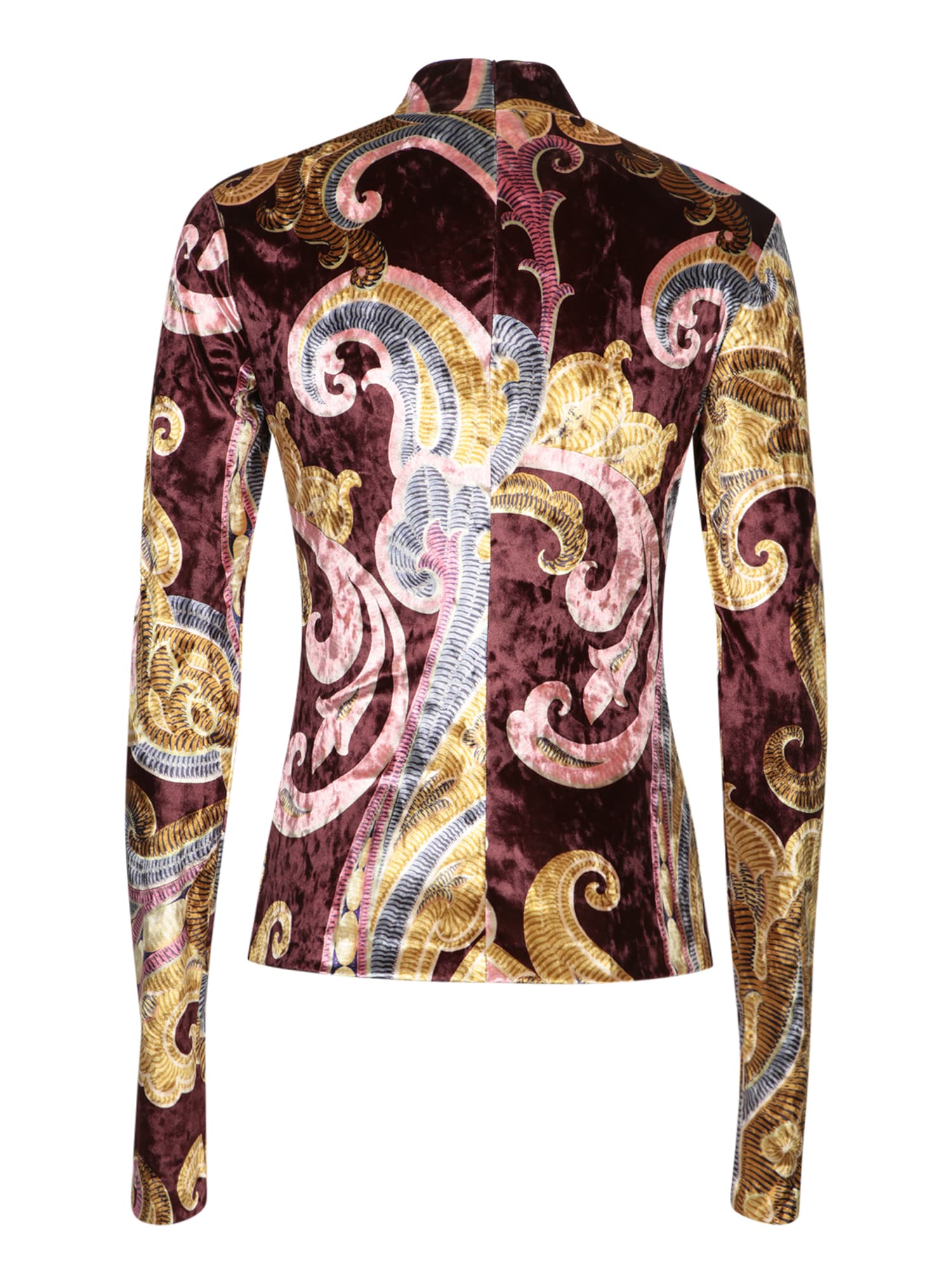 Shop Etro Brown Patterned Velvet Crew-neck Top In Multi