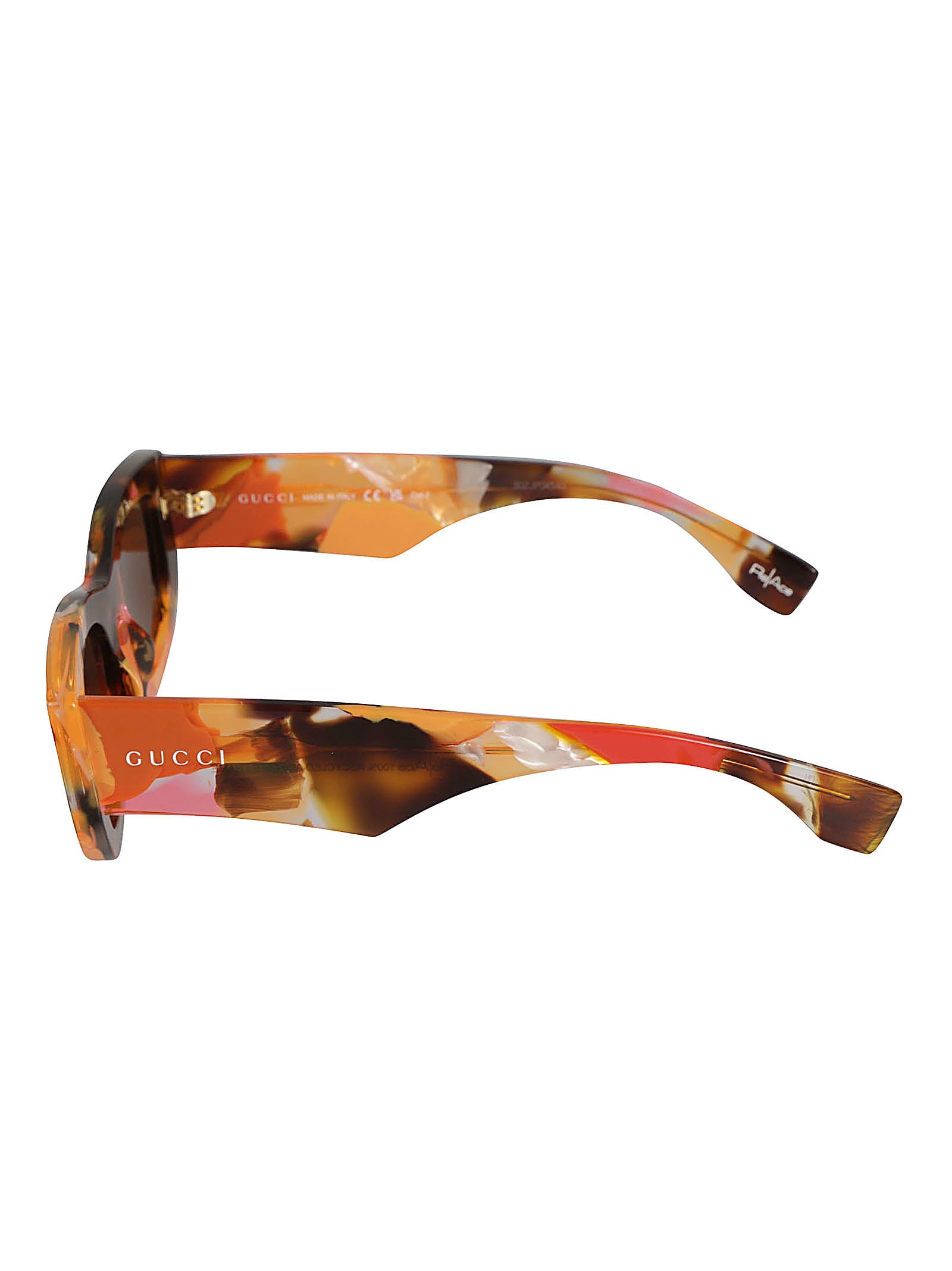 Gucci Logo Lens Curved Rectangle Sunglasses In Orange