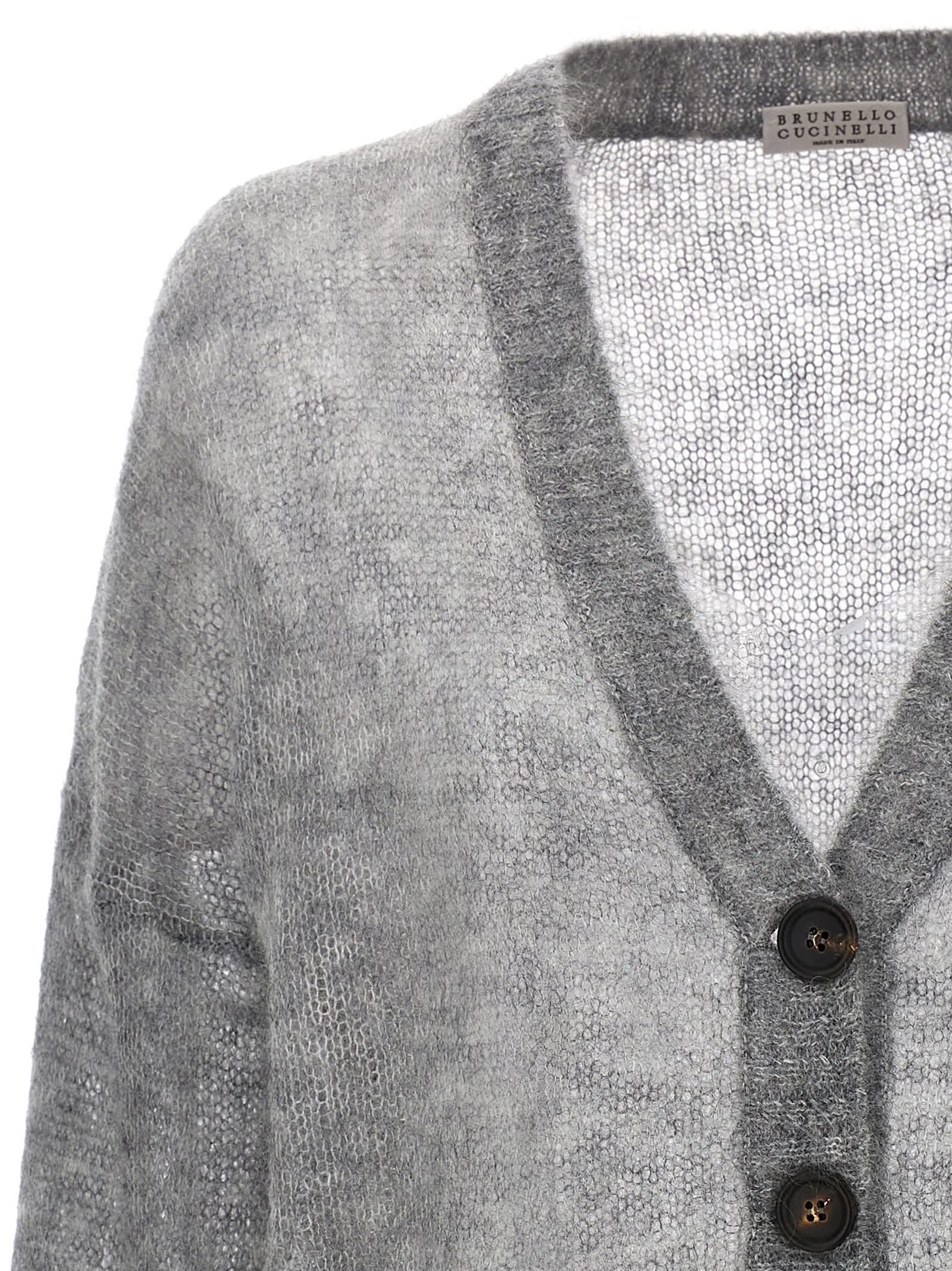 Shop Brunello Cucinelli Cropped Cardigan In Gray