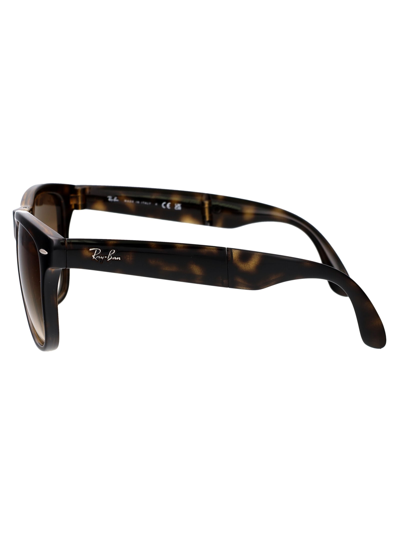 Shop Ray Ban Folding Wayfarer Sunglasses In 710/51 Light Havana