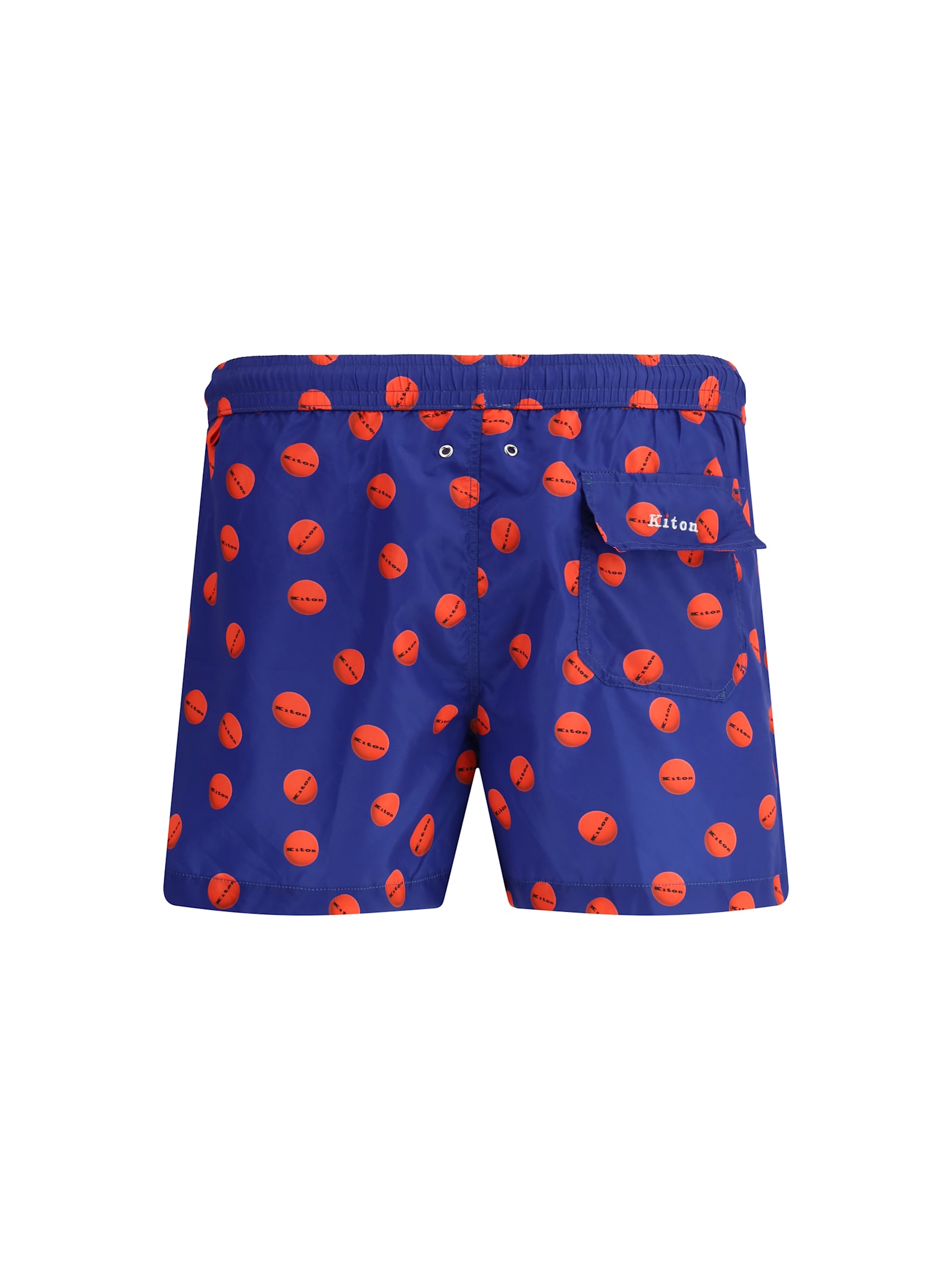 Kiton Nylon Swim Trunk With All-over Print In Mare