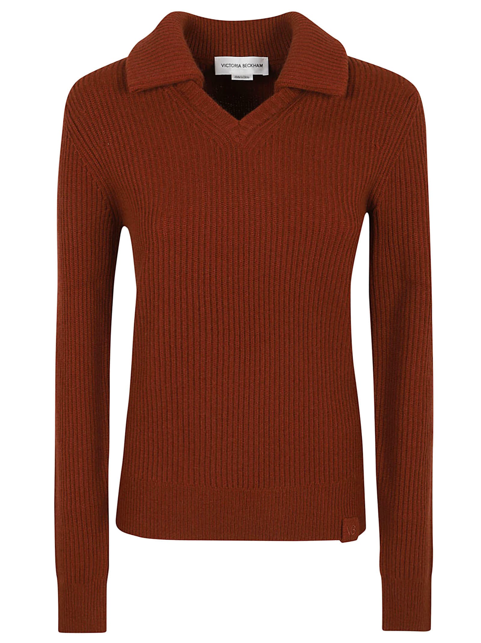 Shop Victoria Beckham Double Collared Jumper In Russet