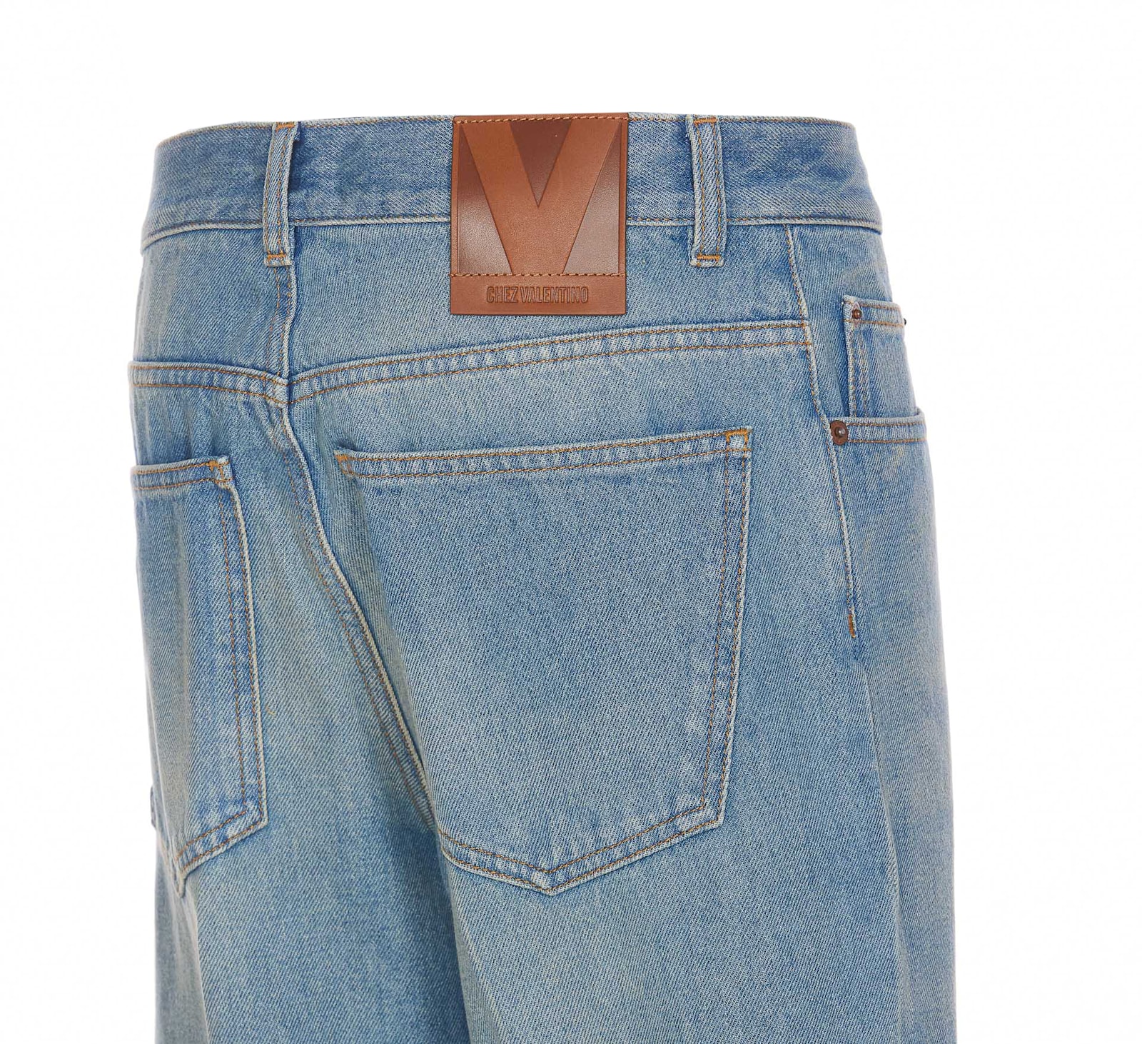 Shop Valentino Denim Pants In Blue