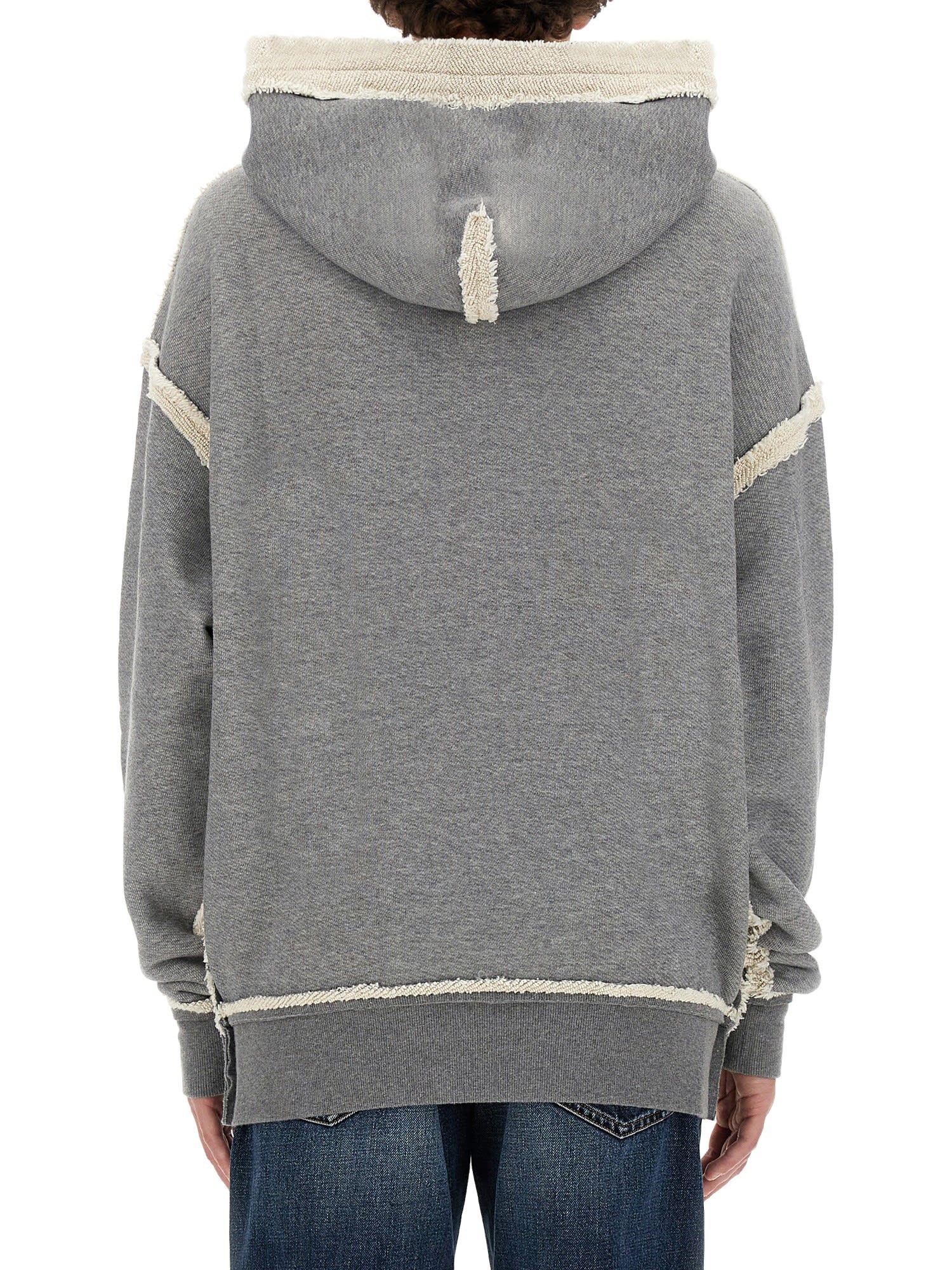 Dolce & Gabbana Logo-print Contrasting-trim Hoodie In Grey