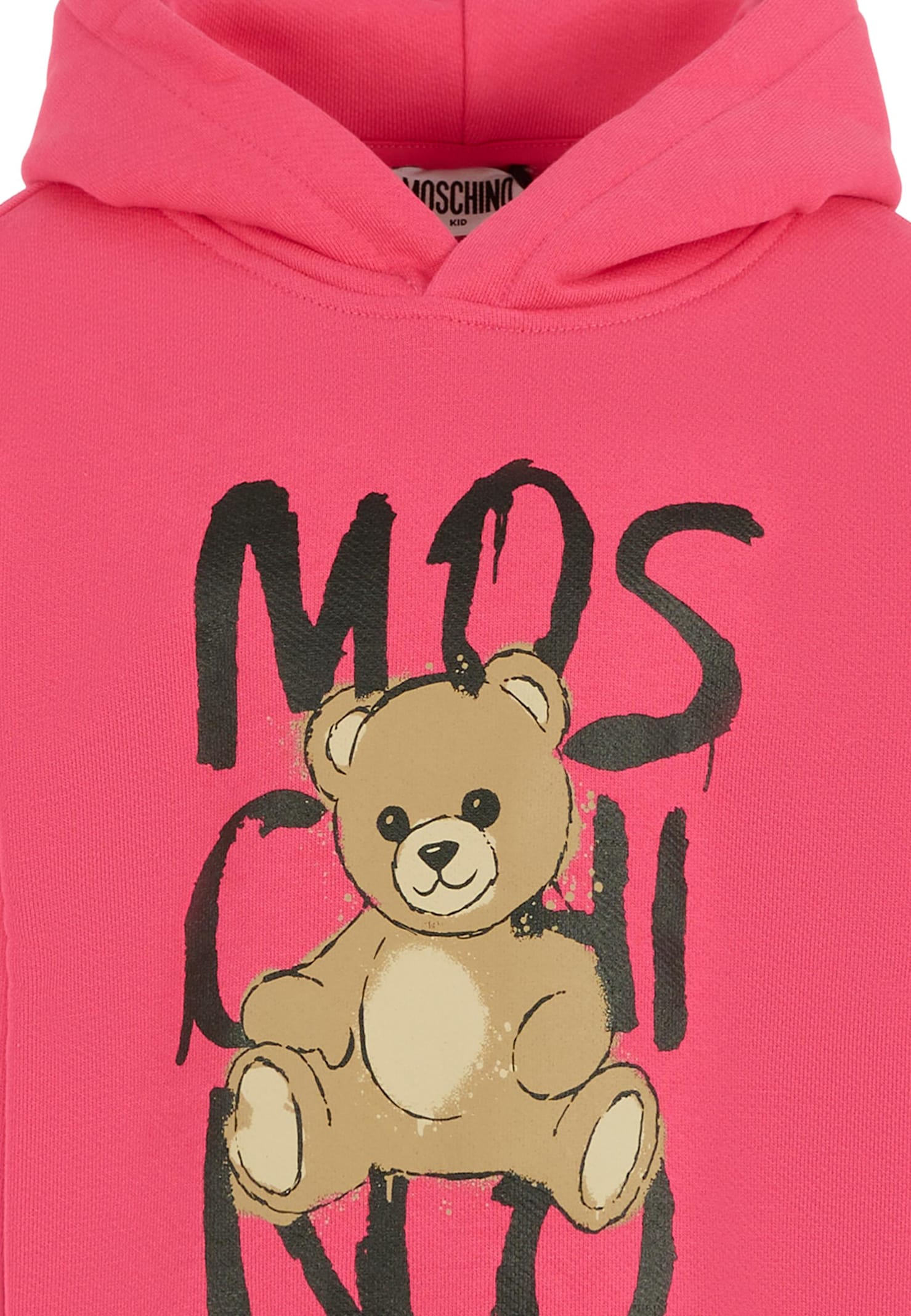 Moschino Fuchsia Sweatshirt For Girl With Teddy Bear In Pink
