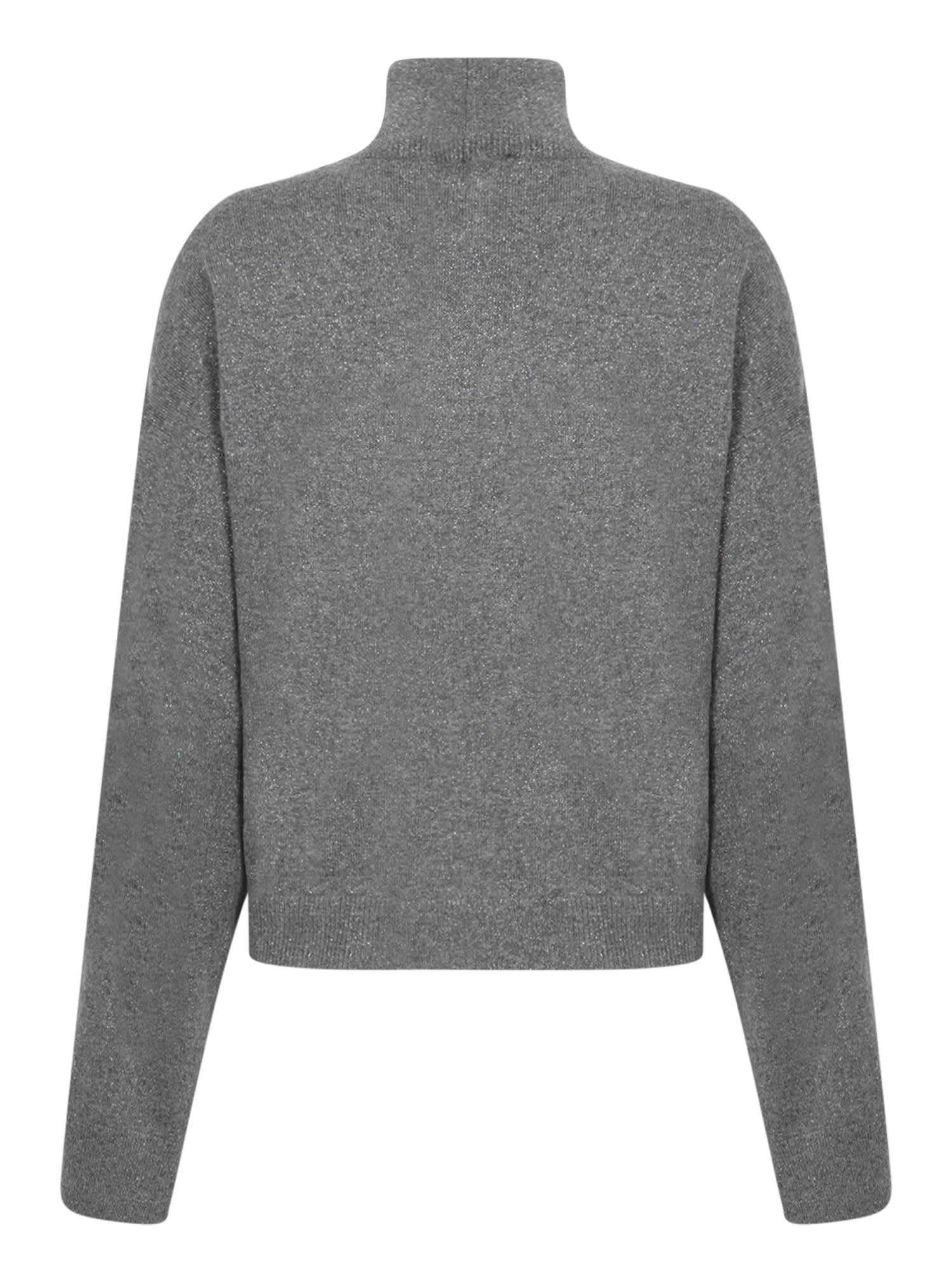 Shop Fabiana Filippi Lead Gray Lurex High Neck Sweater In Blue