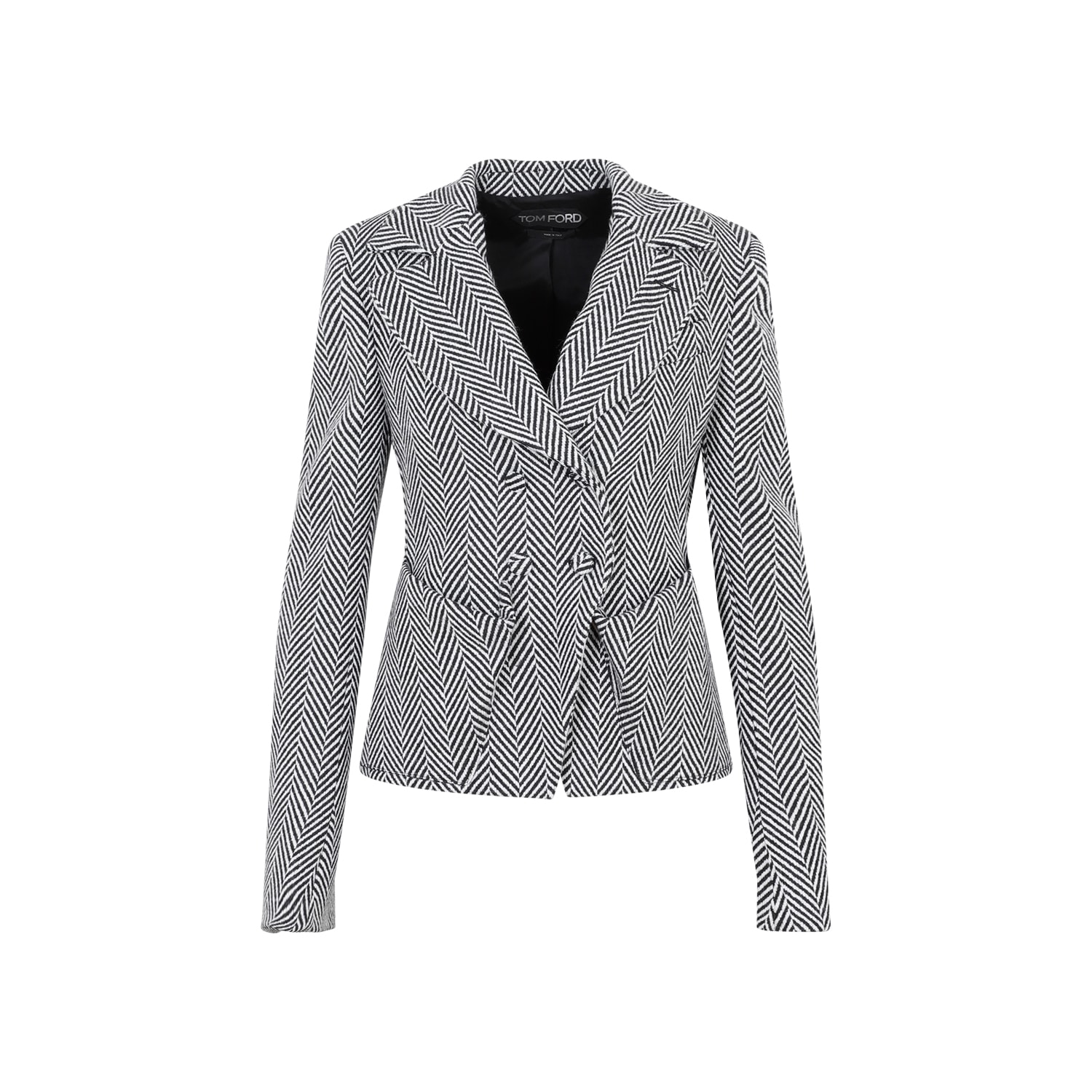 Shop Tom Ford Chevron Fitted Jacket In Zlbaw Black White