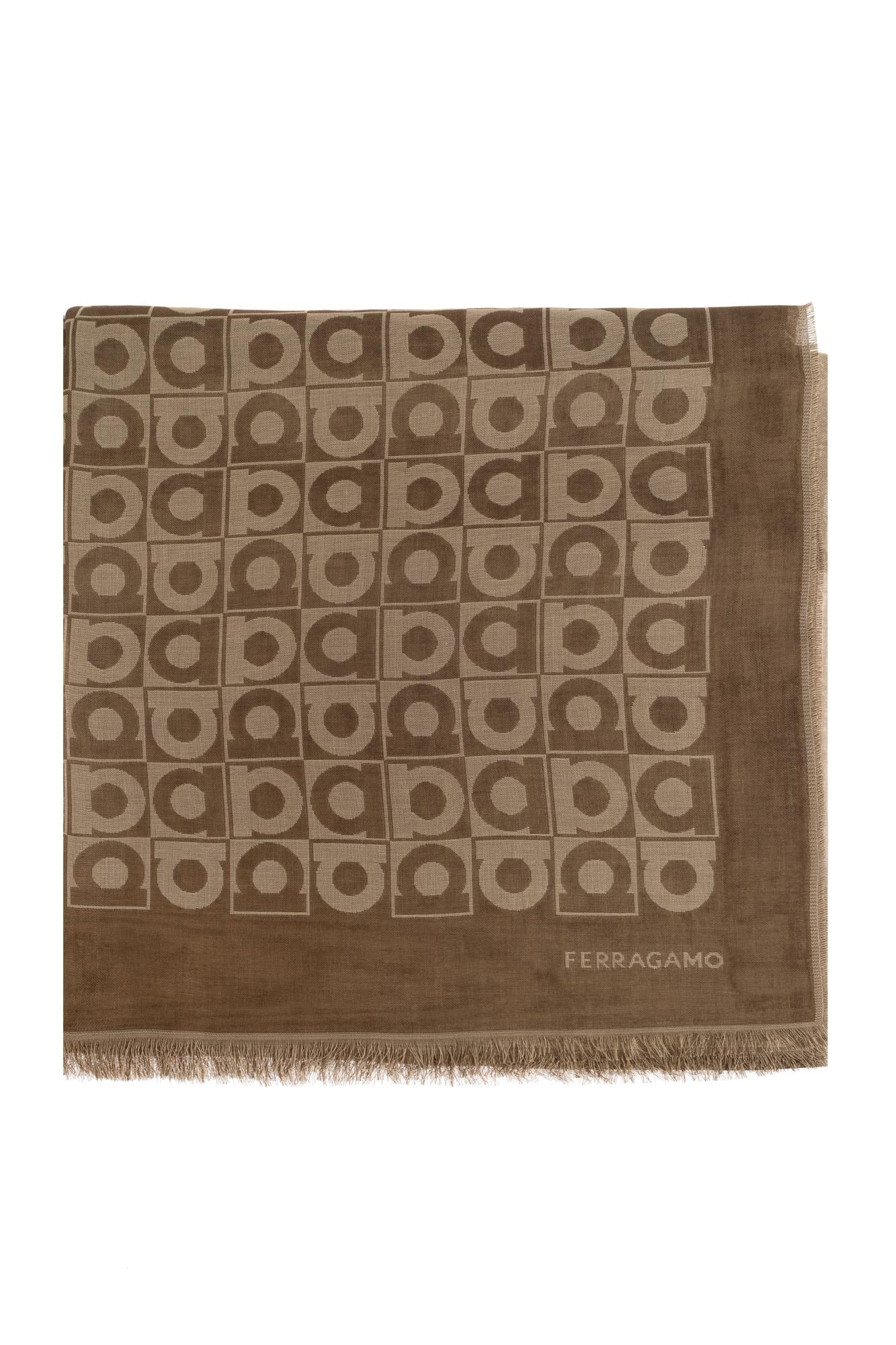 Ferragamo Scarf With Monogram In Brown