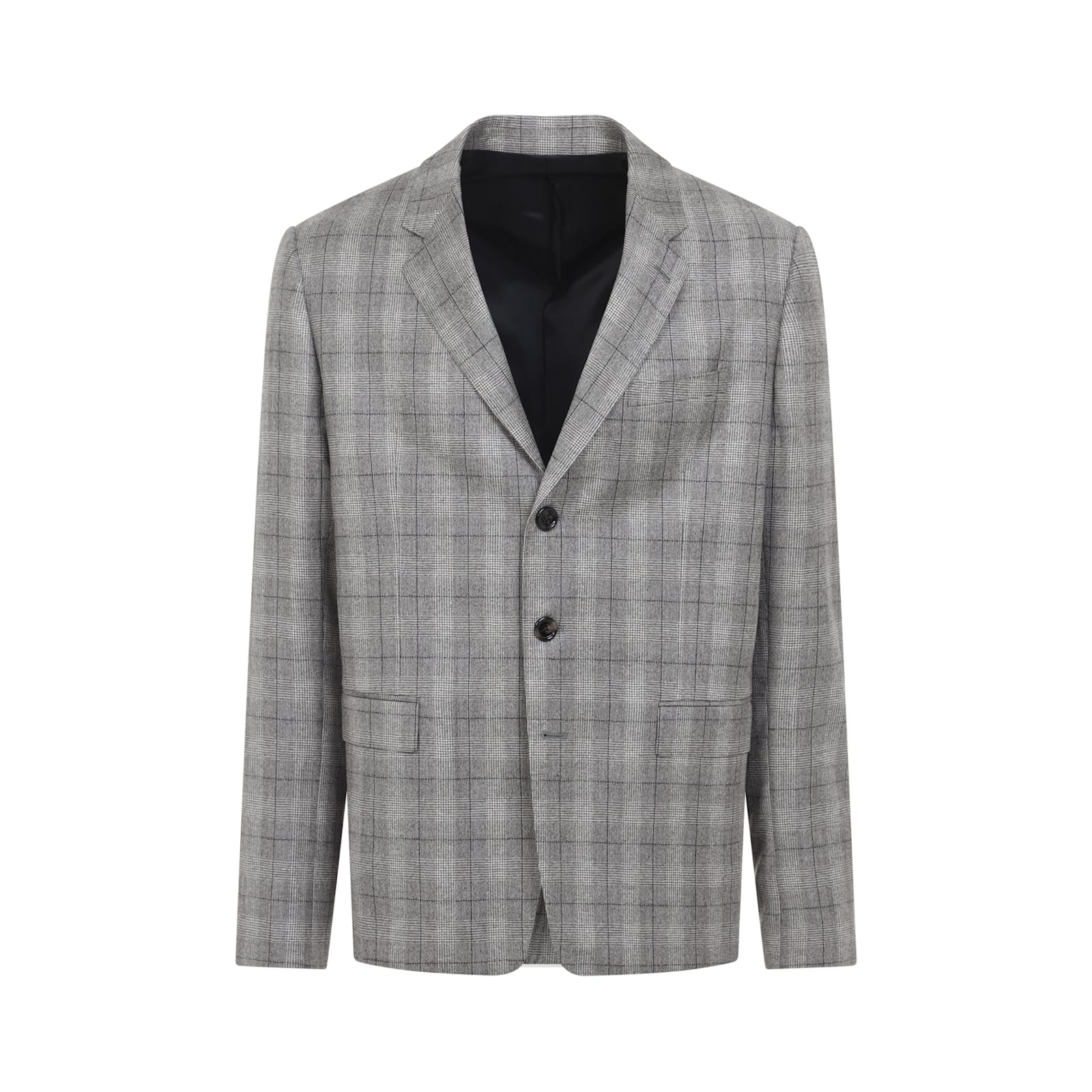 Celine Prince Of Wales Checked Wool And Cashmere-blend Blazer In Gray