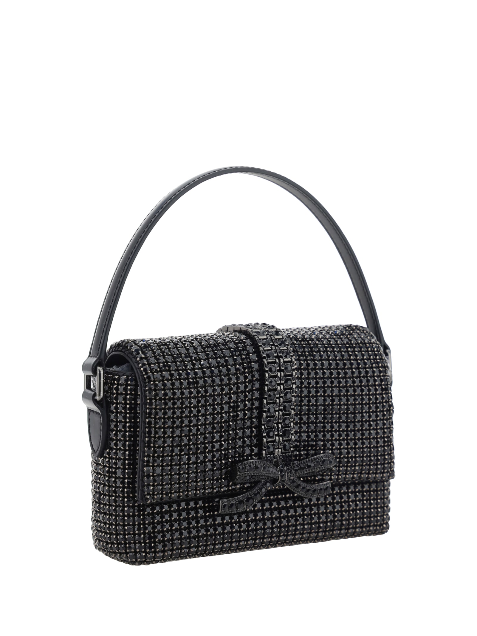 Shop Self-portrait Strass Baguette Handbag In Black