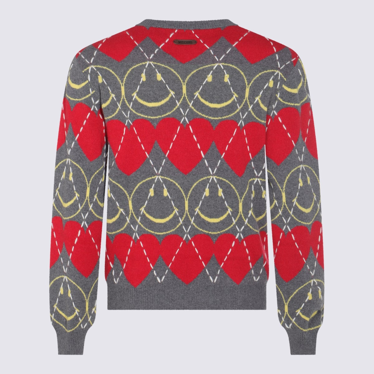 Moschino Ribbed Crewneck Sweater Graphic Pattern In Multi