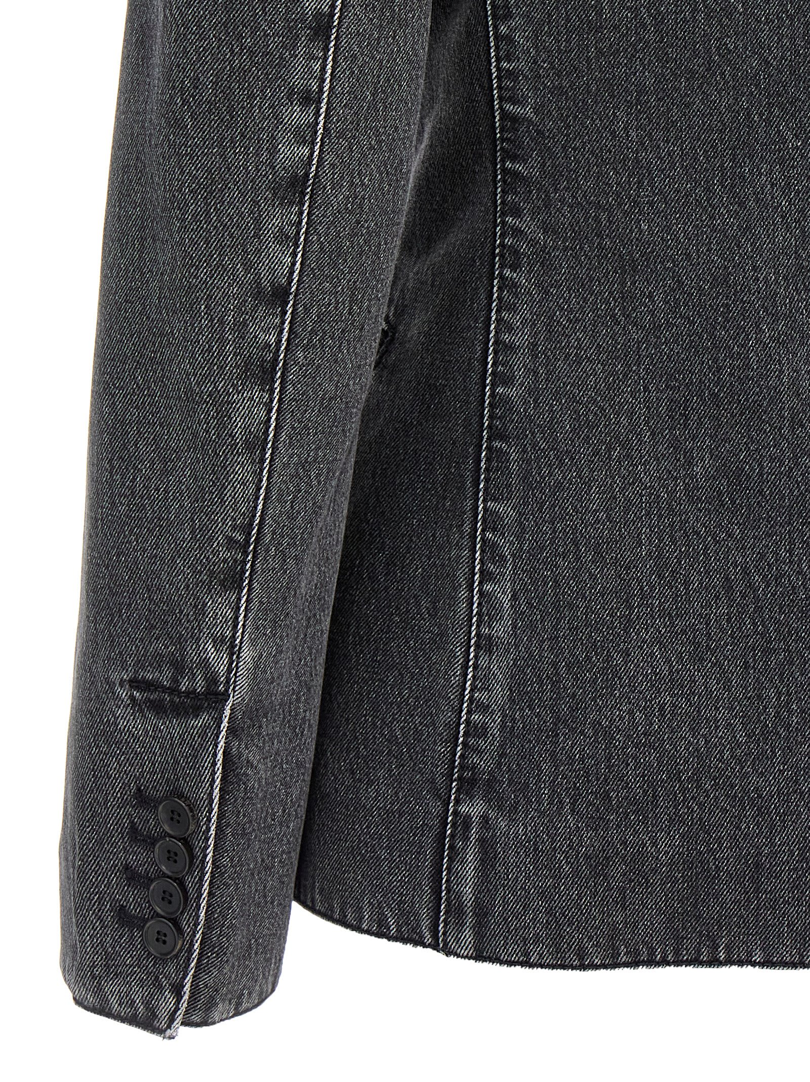 Shop Alexander Mcqueen Deconstructed Denim Blazer In Black