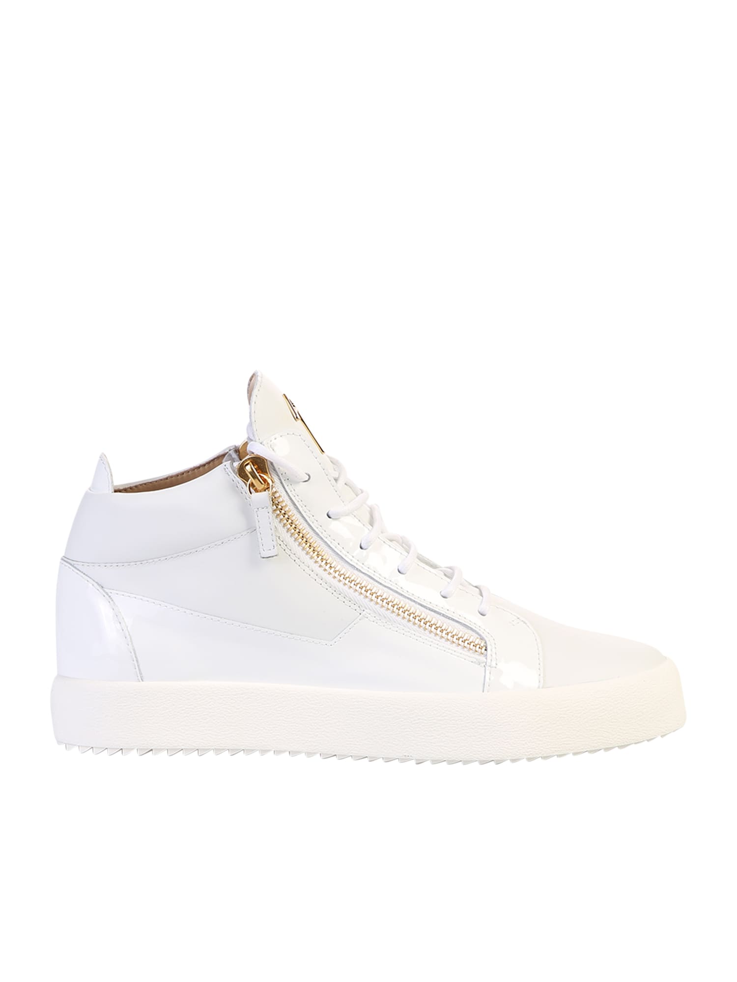 Shop Giuseppe Zanotti White Zipped Sneakers