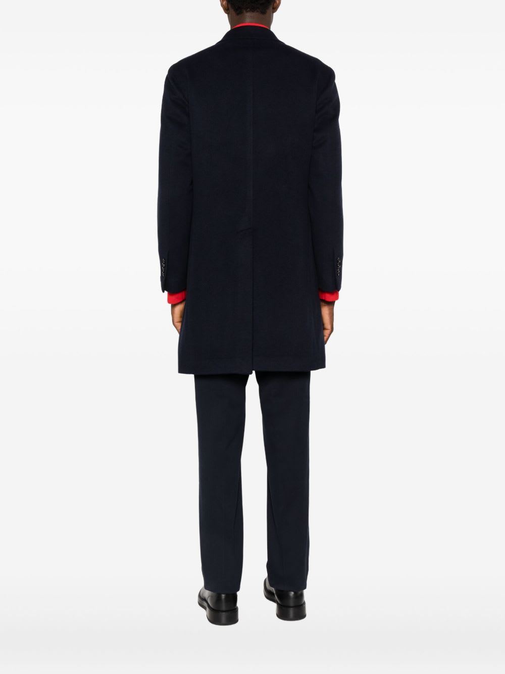 Tagliatore Double-breasted Cashmere Coat In Blue